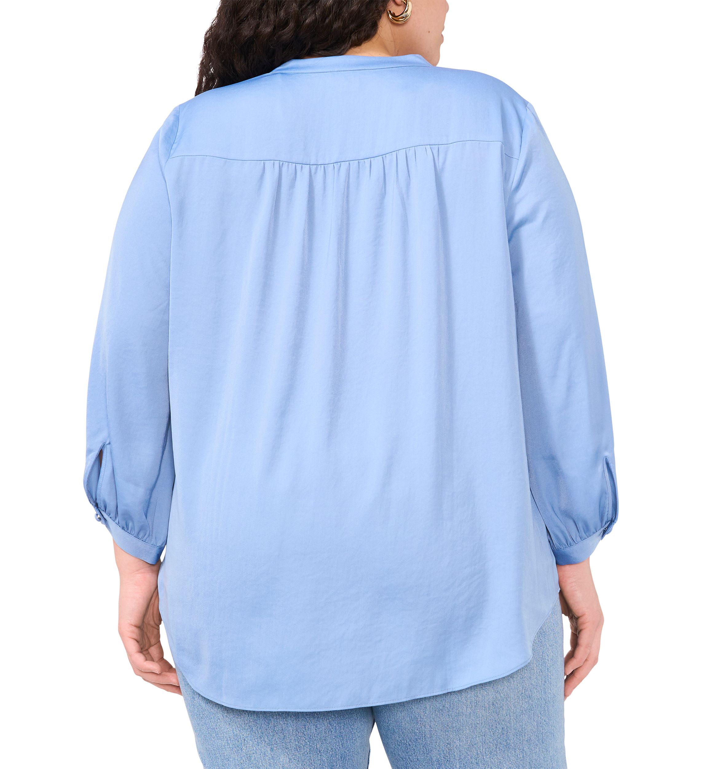 Plus Size 3/4 Sleeve V-Neck Blouse 