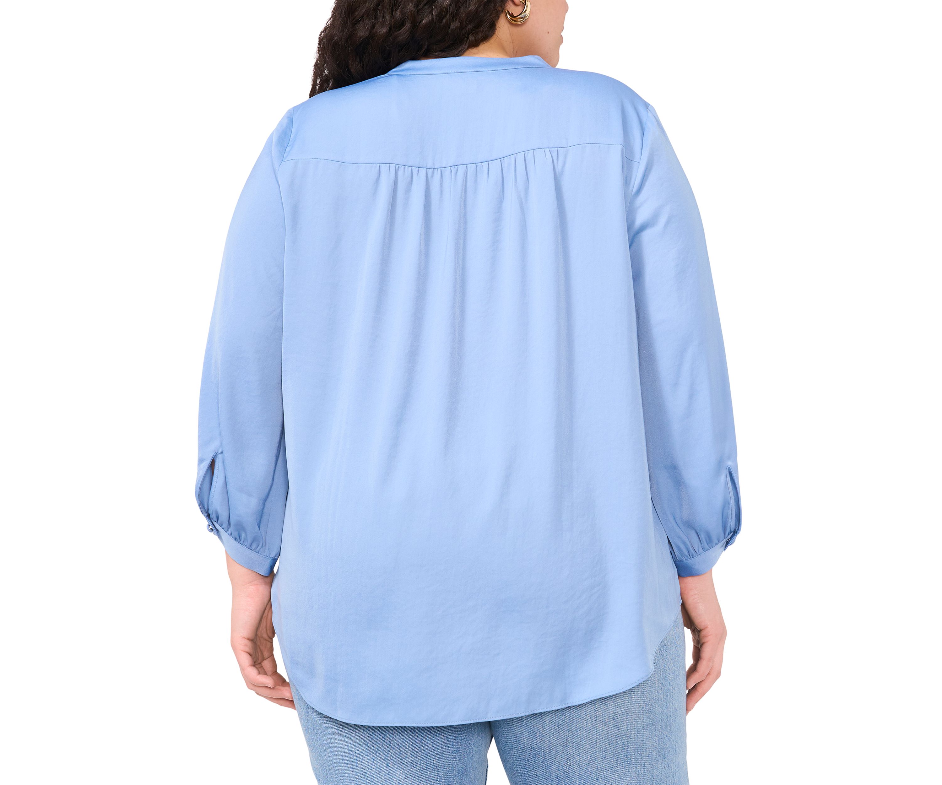 Plus Size 3/4 Sleeve V-Neck Blouse 