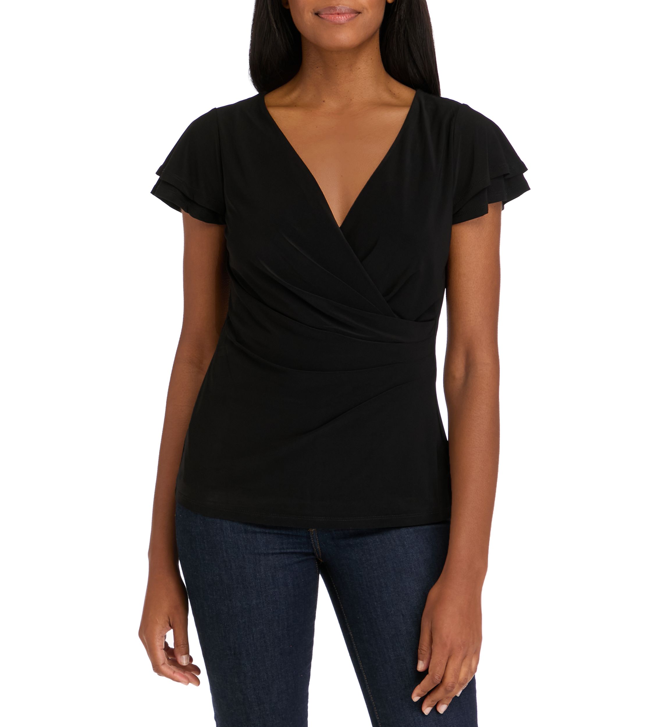 Womens Flutter Sleeve Wrap Top 
