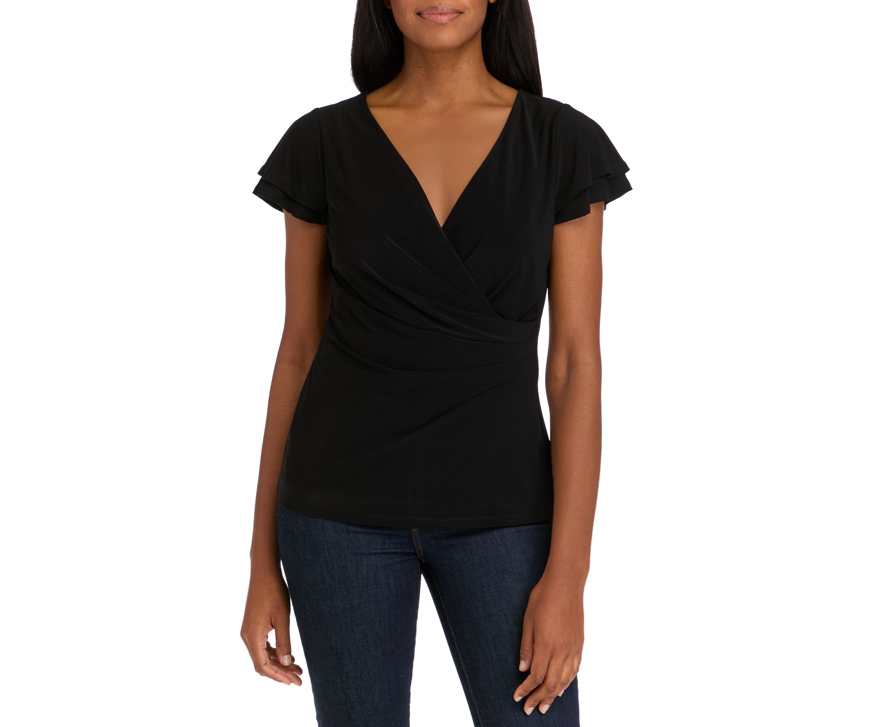 Womens Flutter Sleeve Wrap Top 