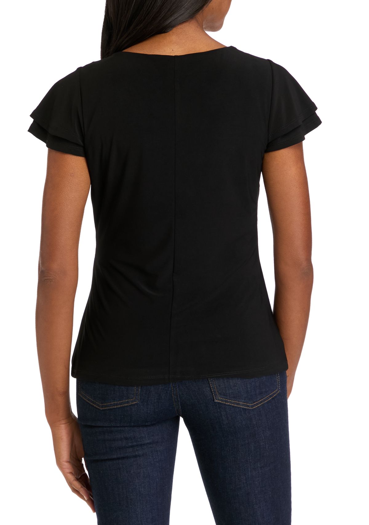 Womens Flutter Sleeve Wrap Top 
