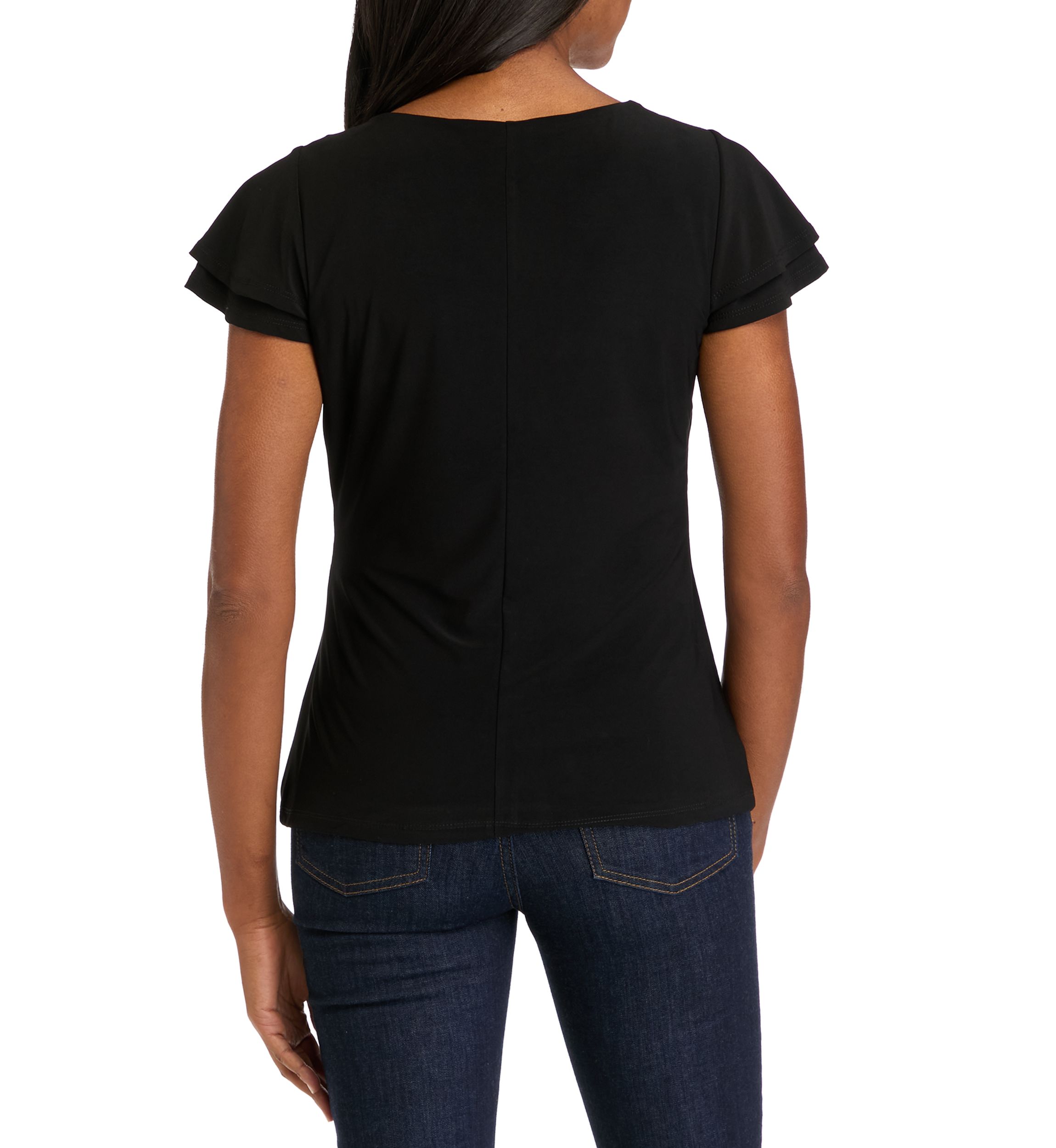 Womens Flutter Sleeve Wrap Top 