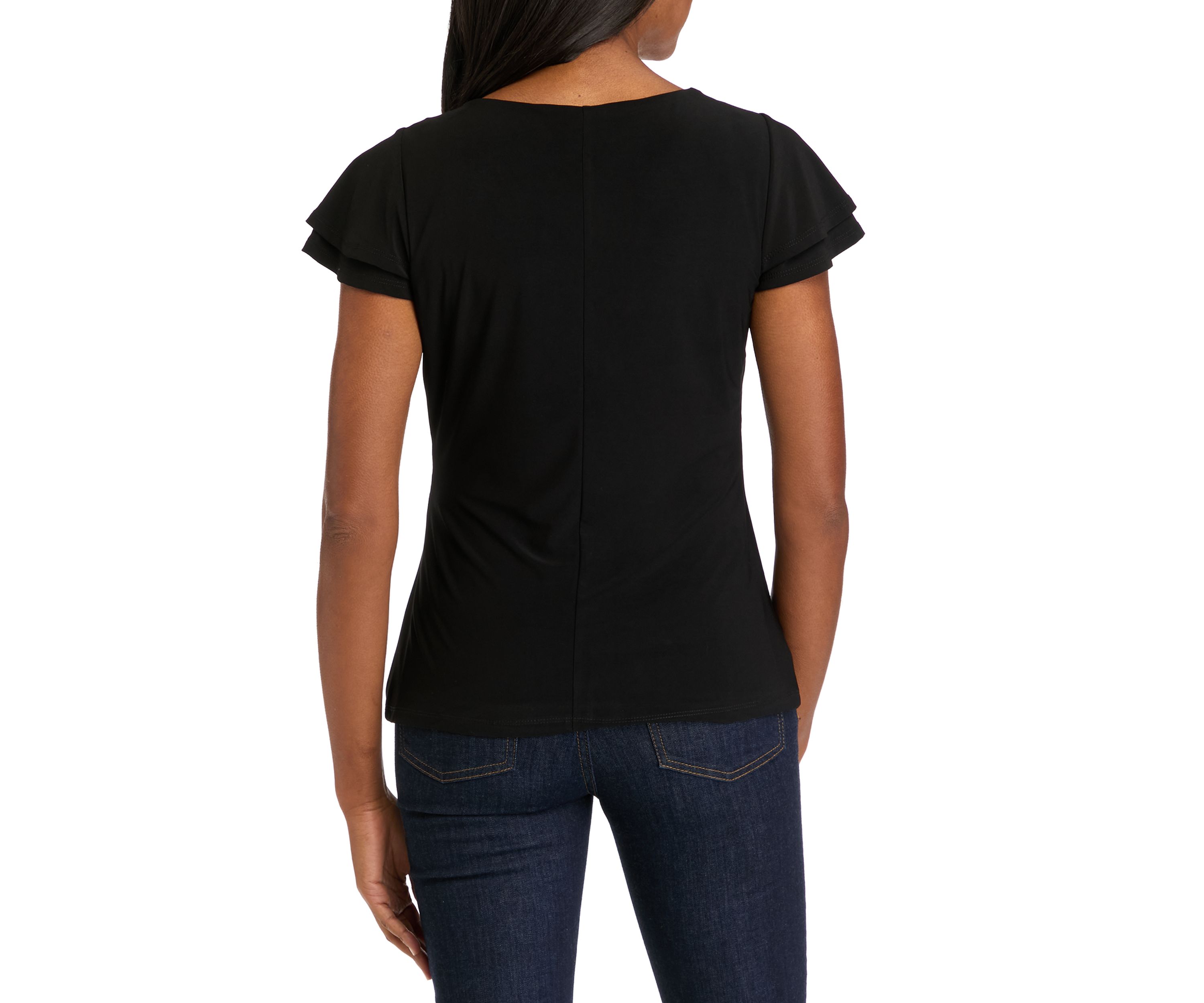 Womens Flutter Sleeve Wrap Top 