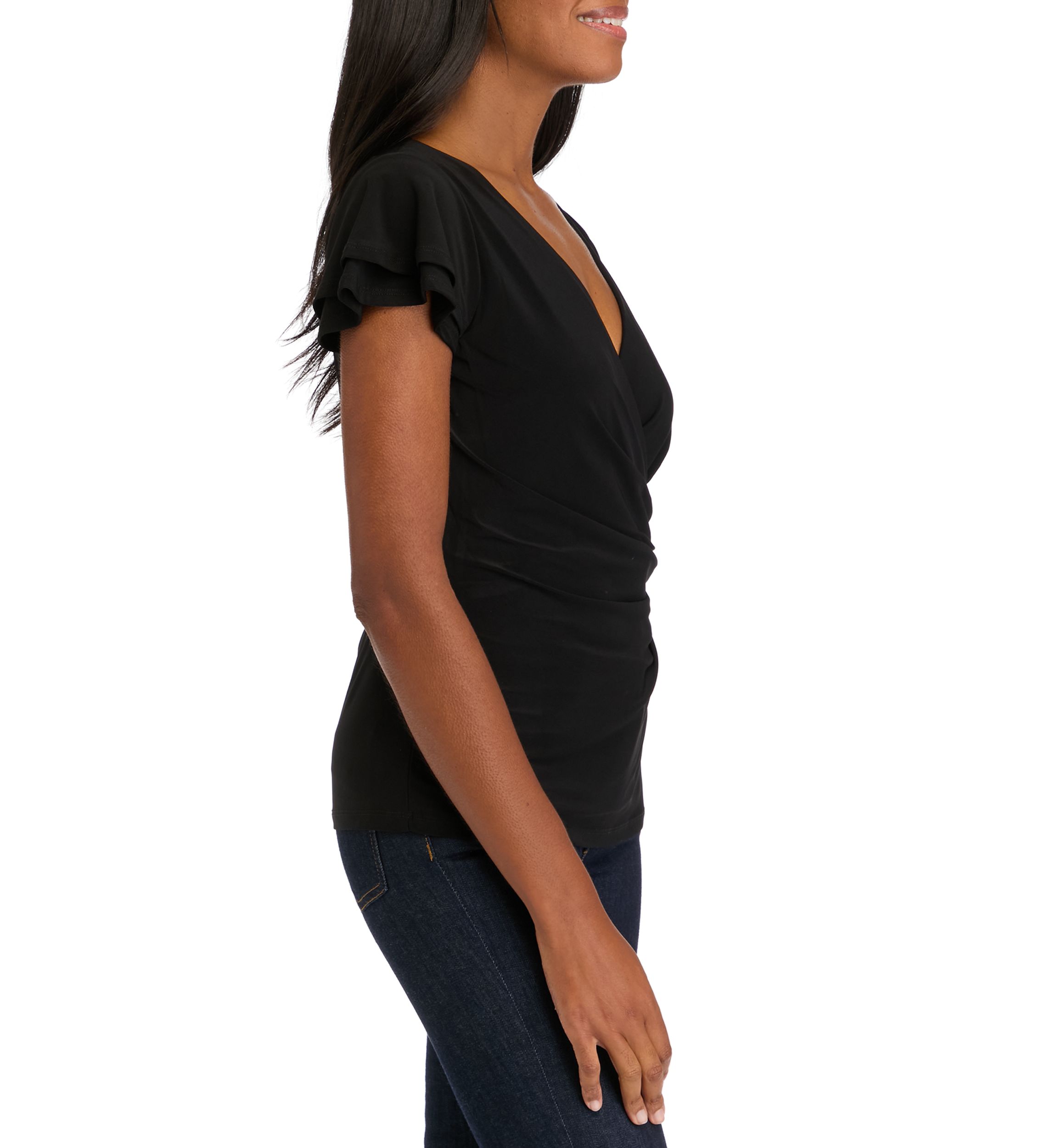 Womens Flutter Sleeve Wrap Top 