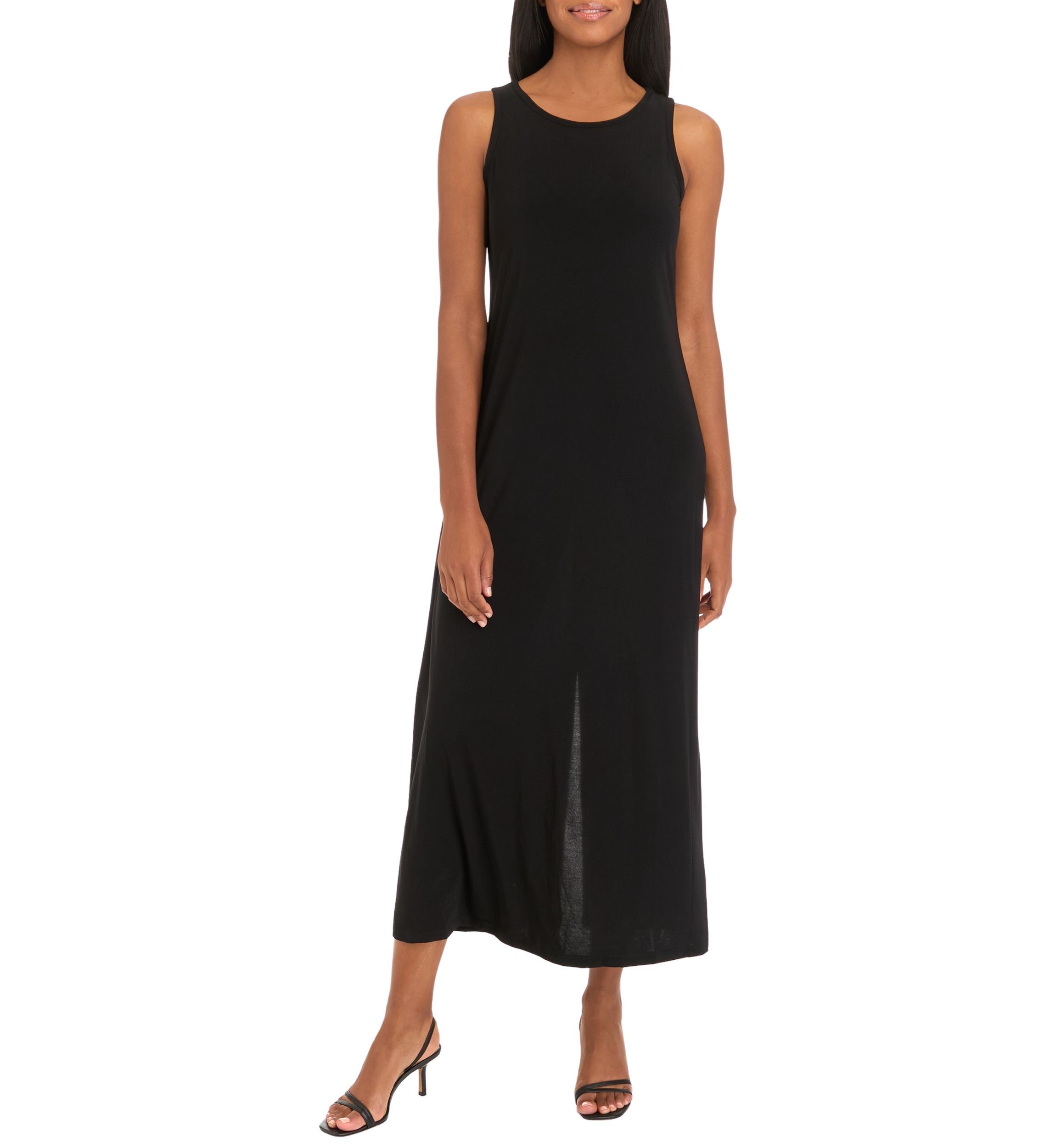Womens Sleeveless Solid Midi Dress