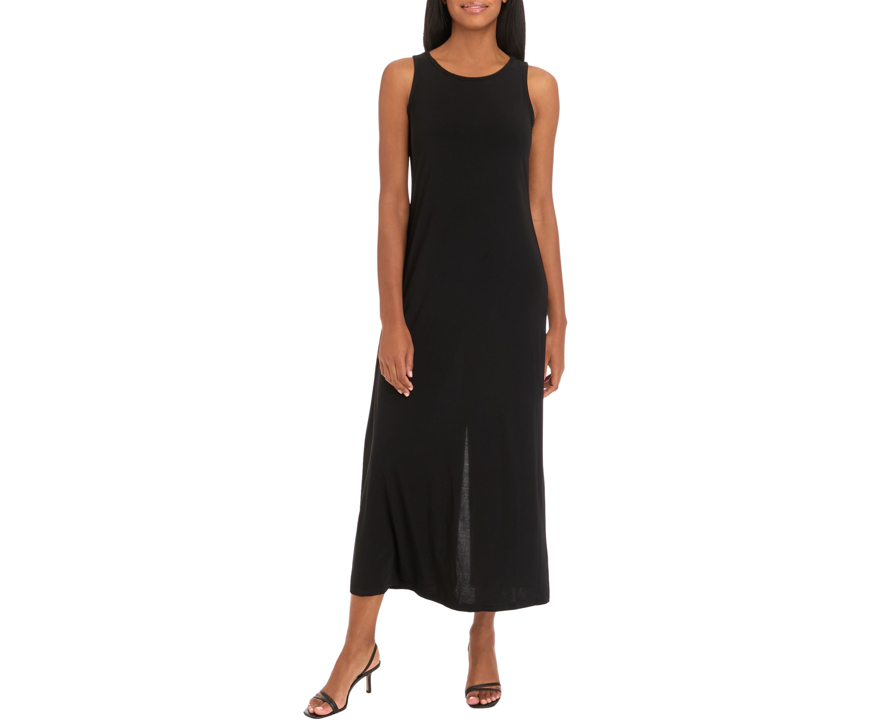 Womens Sleeveless Solid Midi Dress