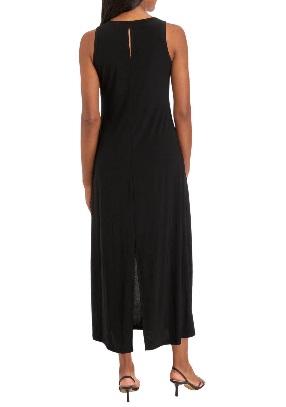 Womens Sleeveless Solid Midi Dress