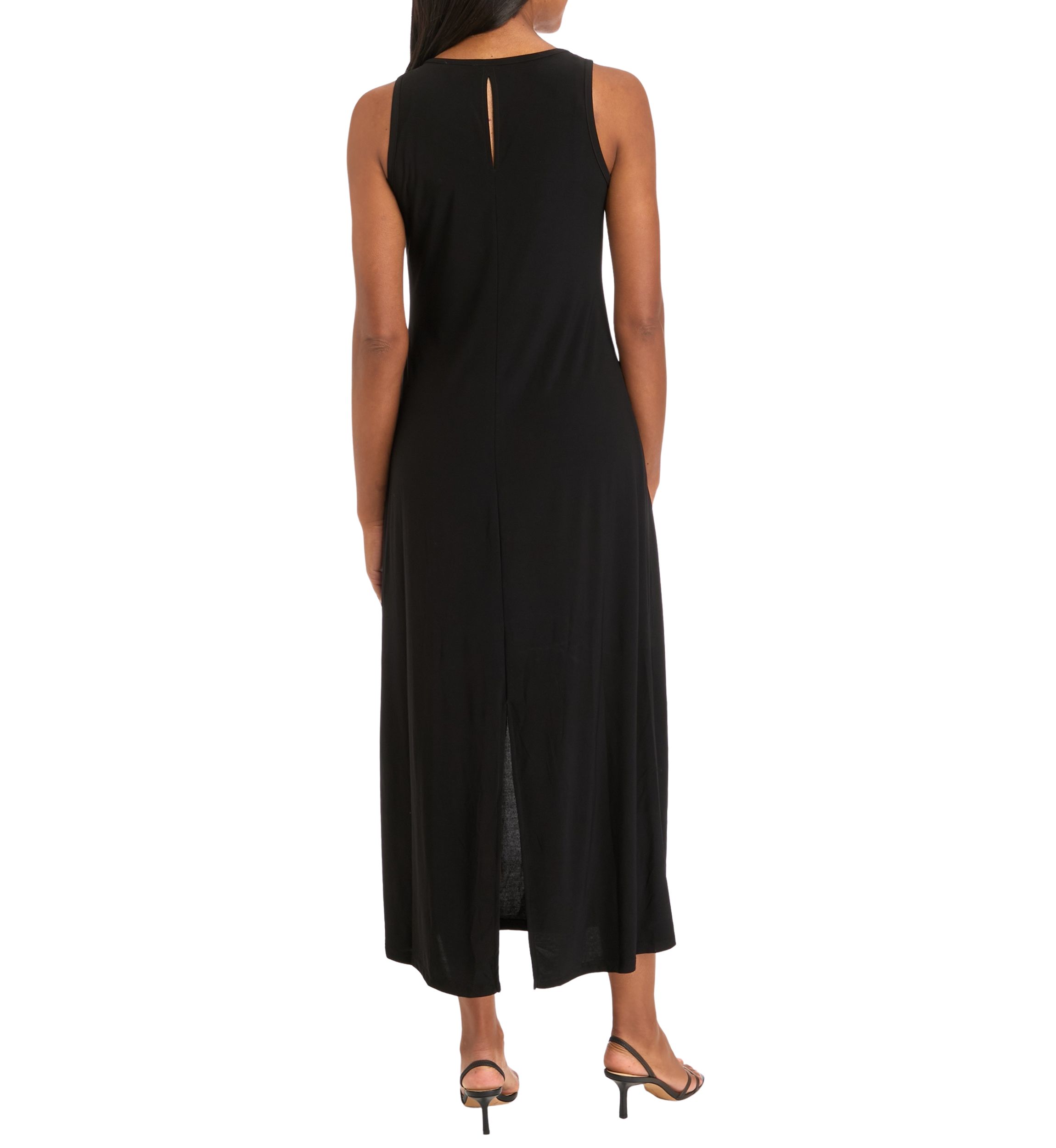 Womens Sleeveless Solid Midi Dress