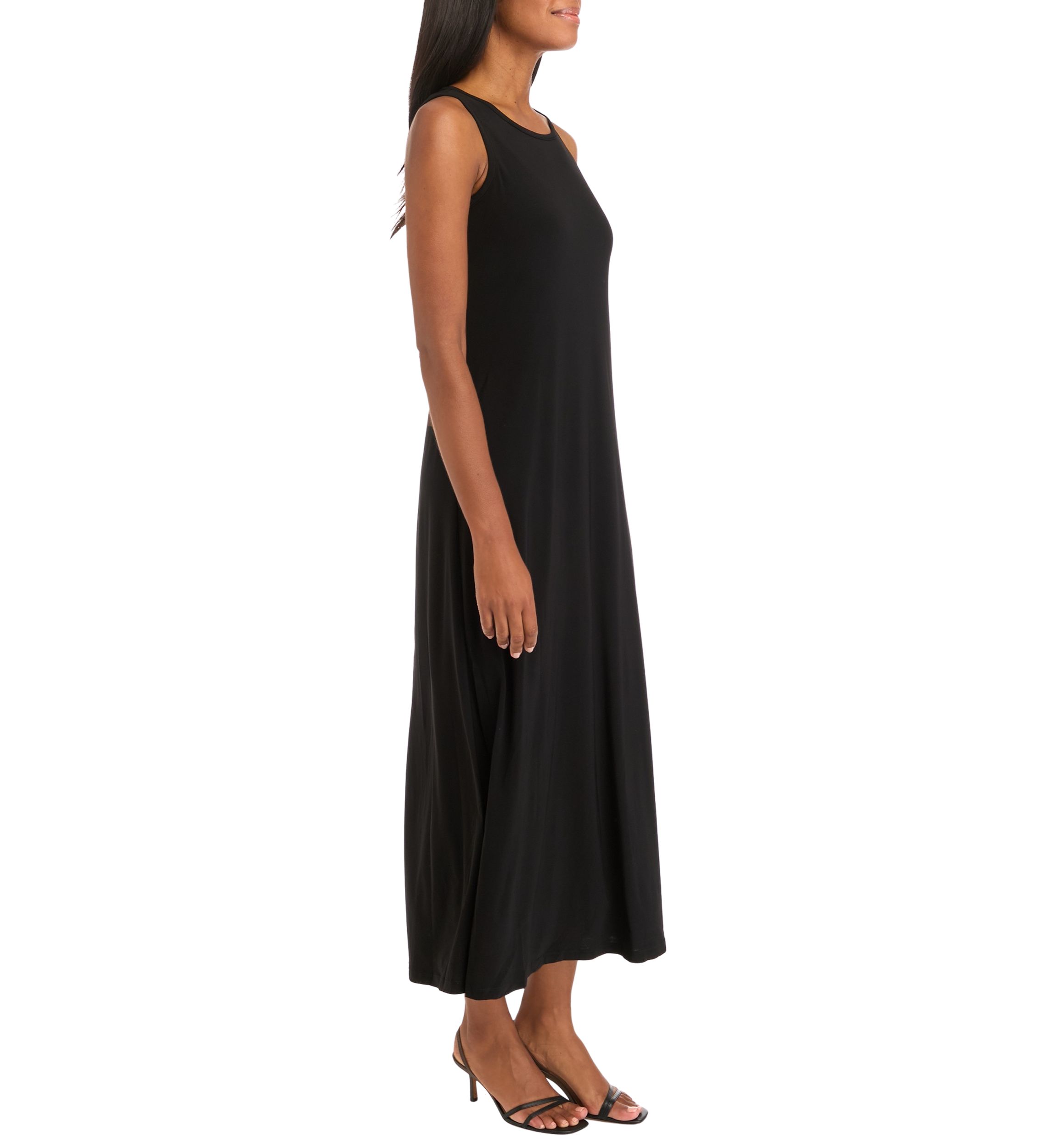 Womens Sleeveless Solid Midi Dress