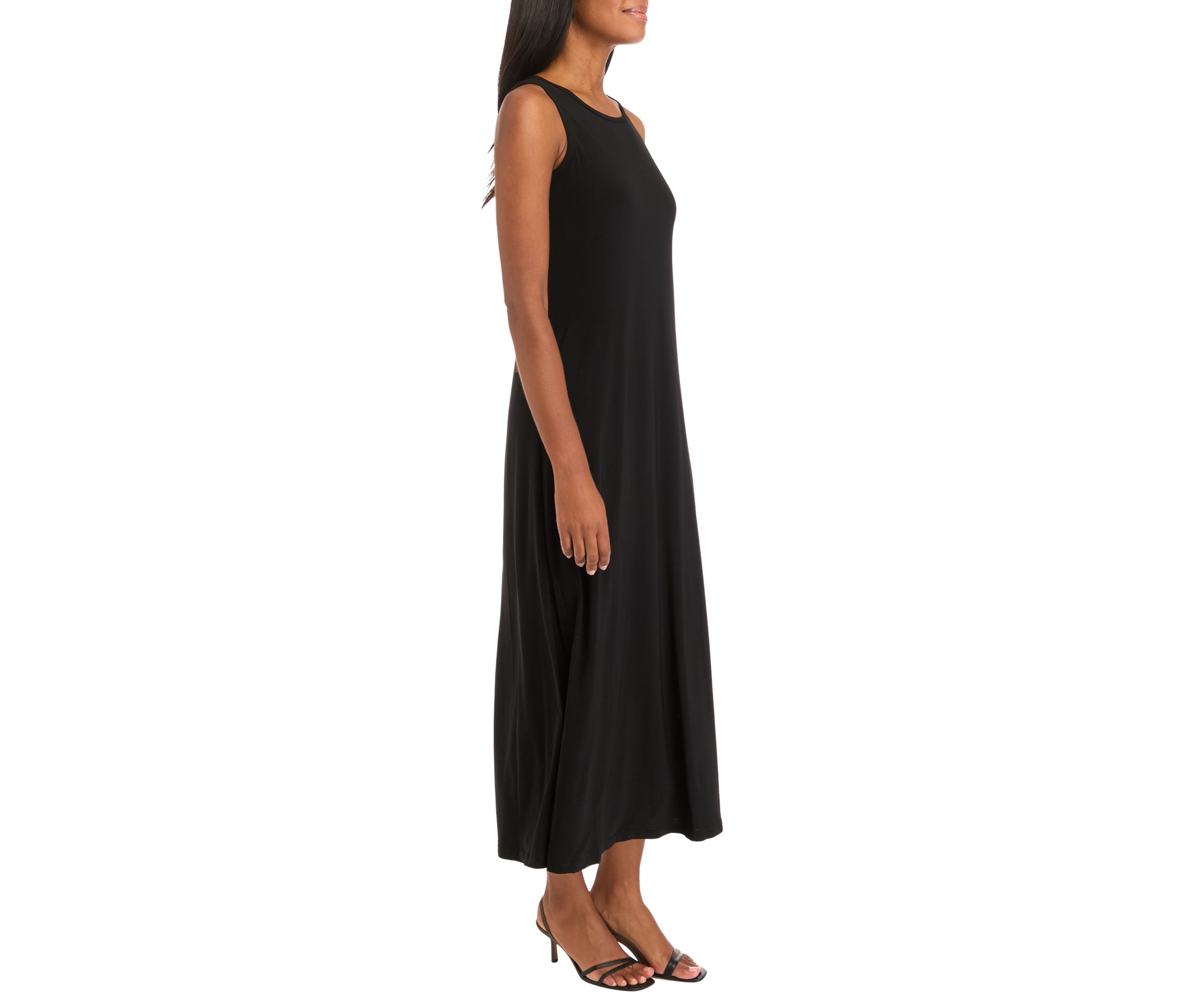 Womens Sleeveless Solid Midi Dress