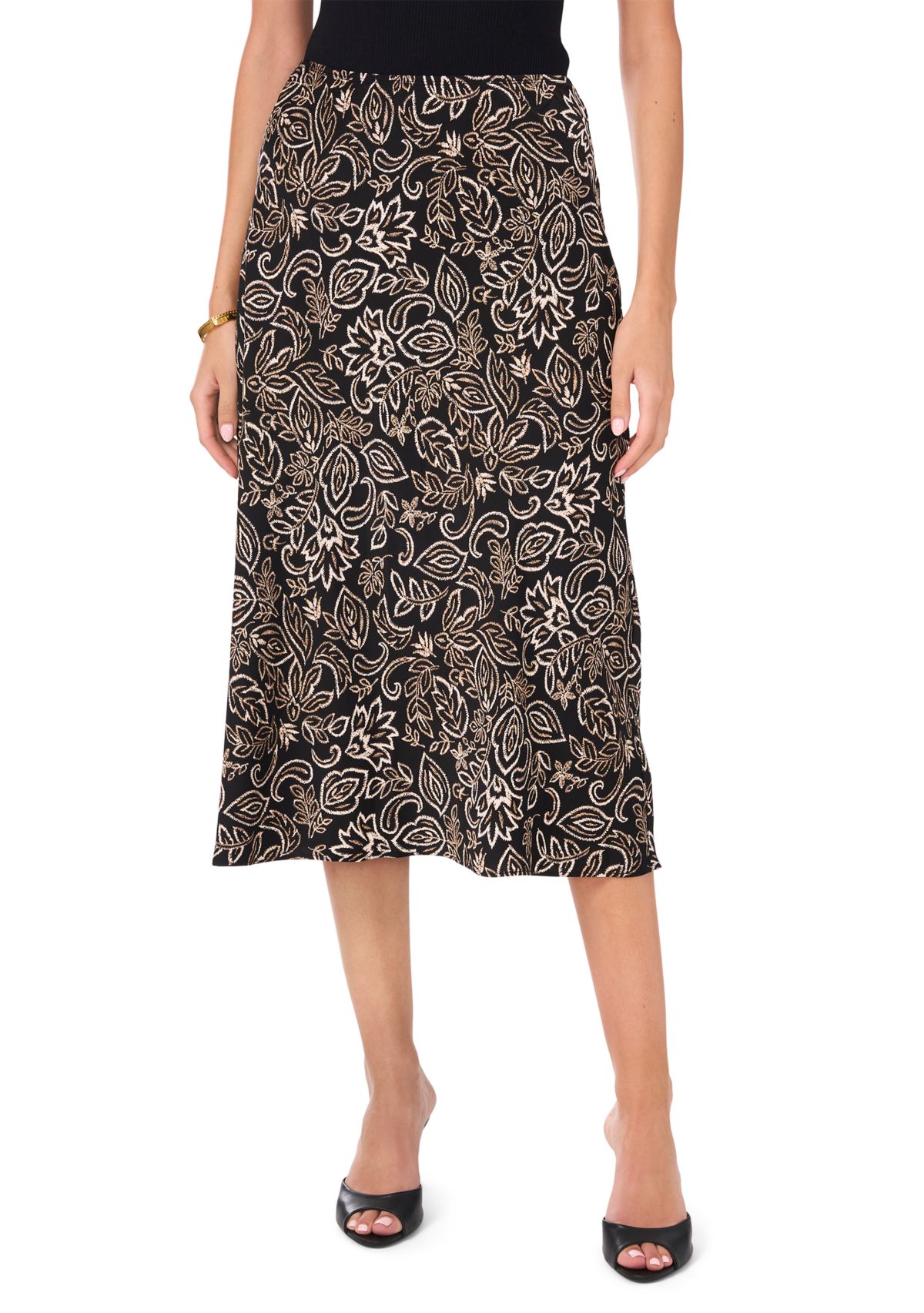 Womens Printed Satin Skirt