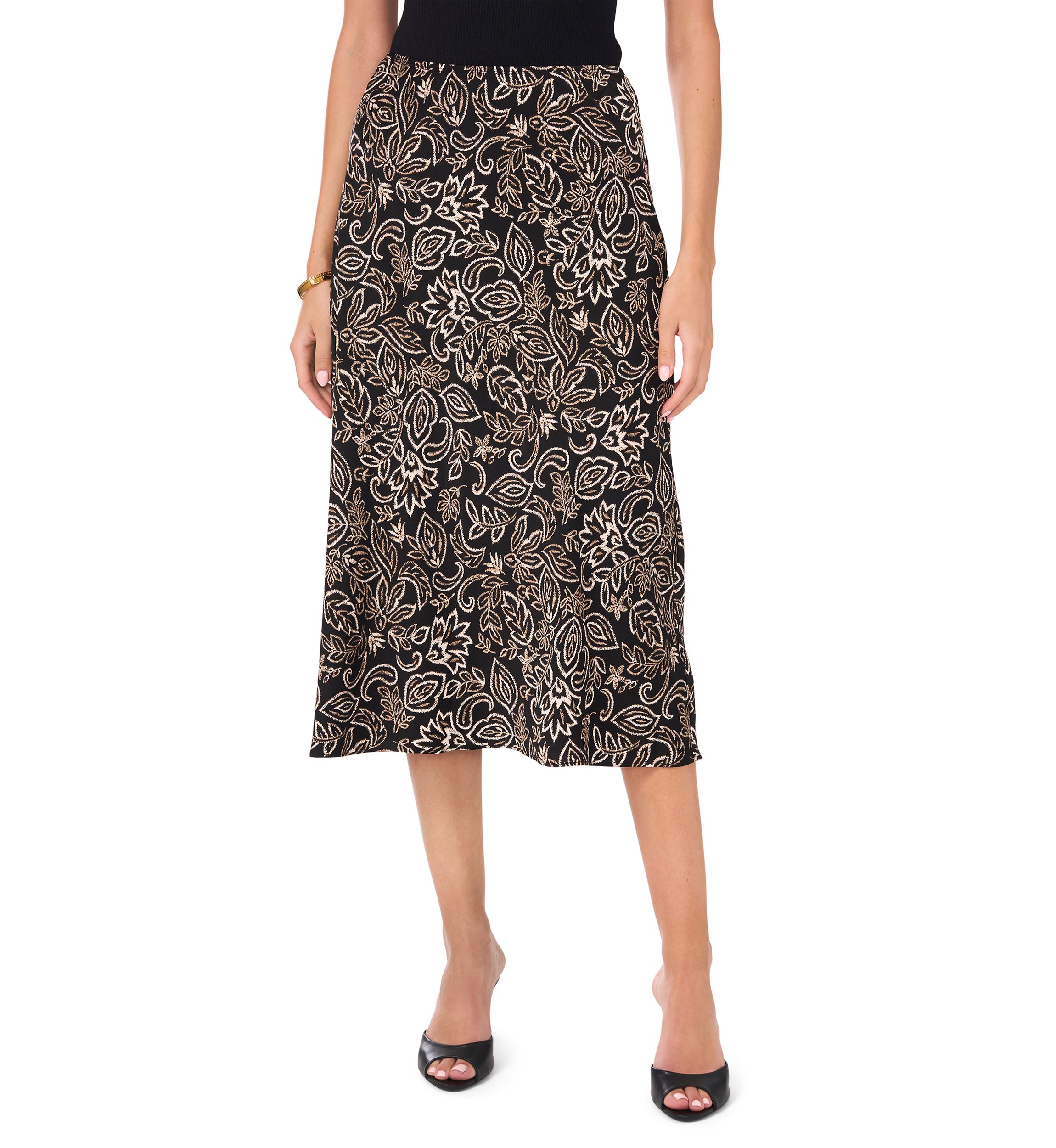 Womens Printed Satin Skirt