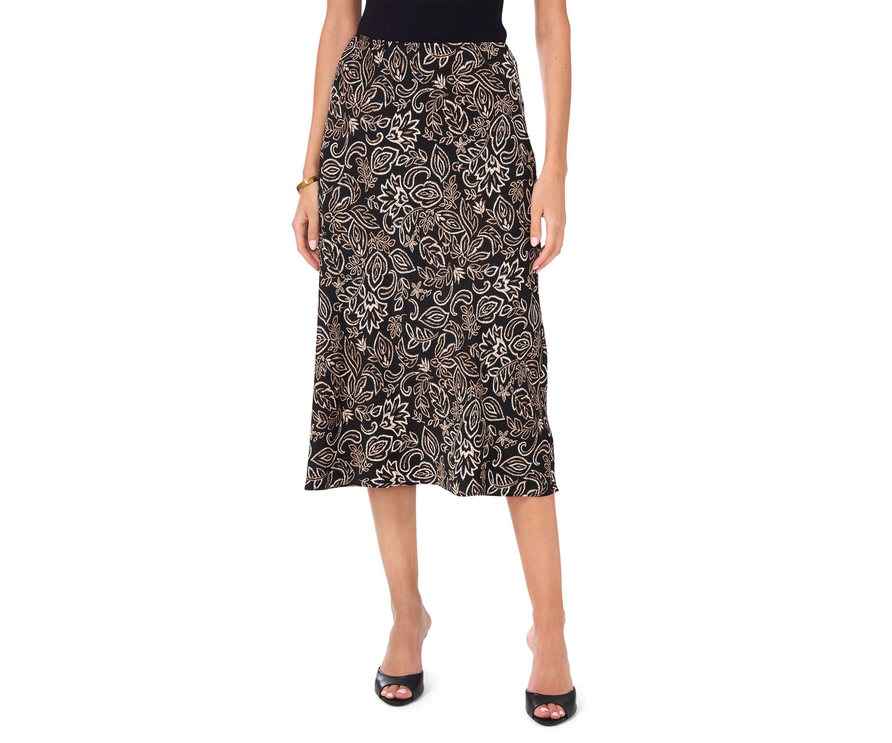 Womens Printed Satin Skirt