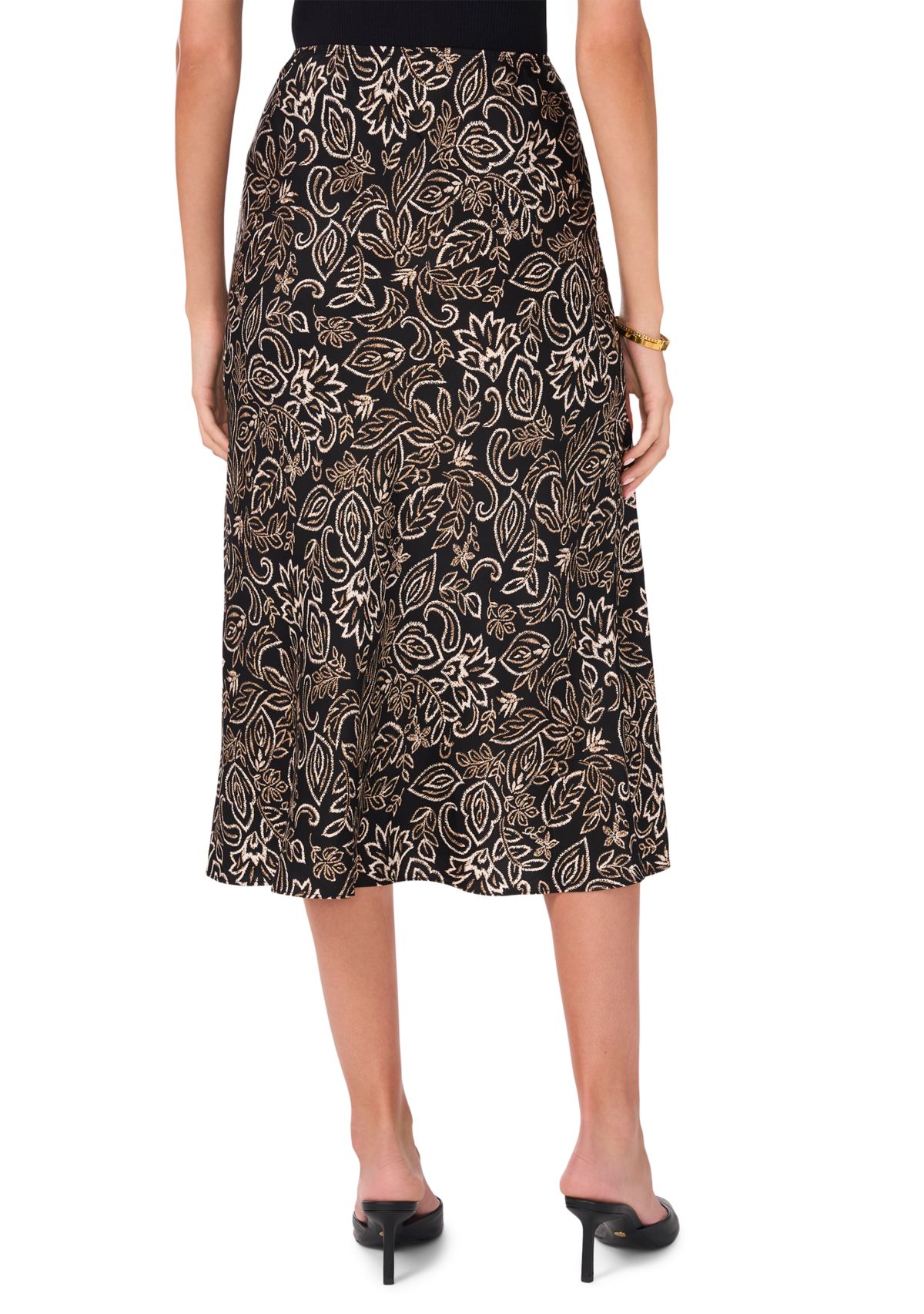 Womens Printed Satin Skirt
