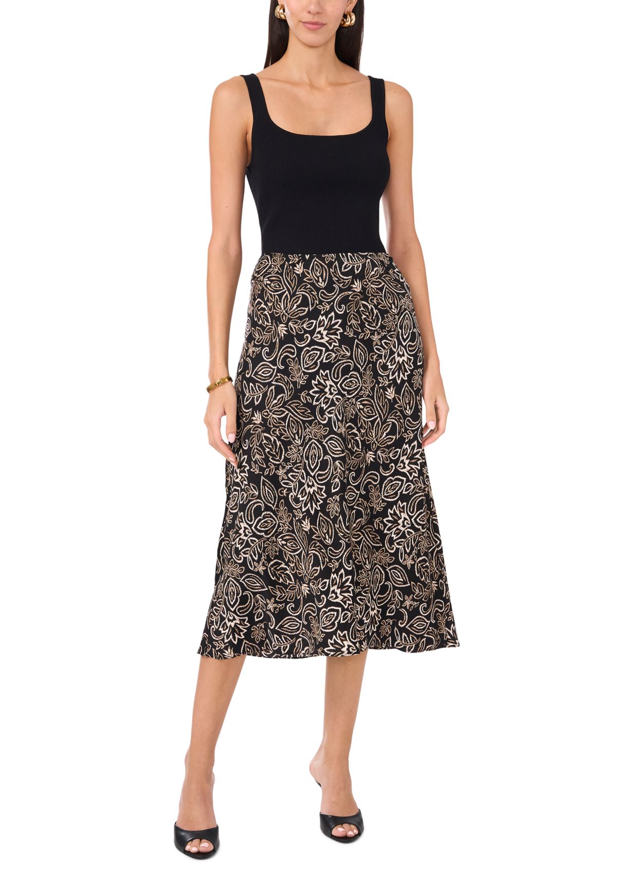 Womens Printed Satin Skirt