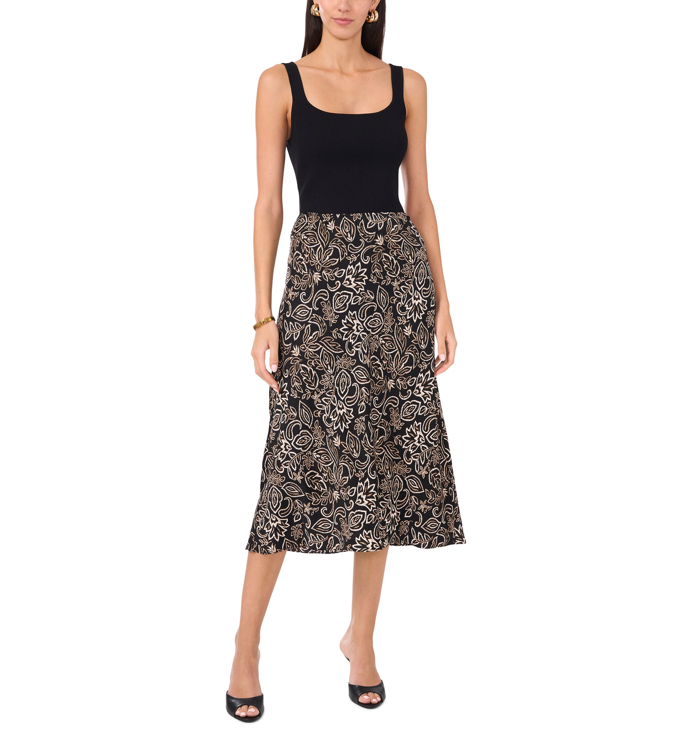 Womens Printed Satin Skirt