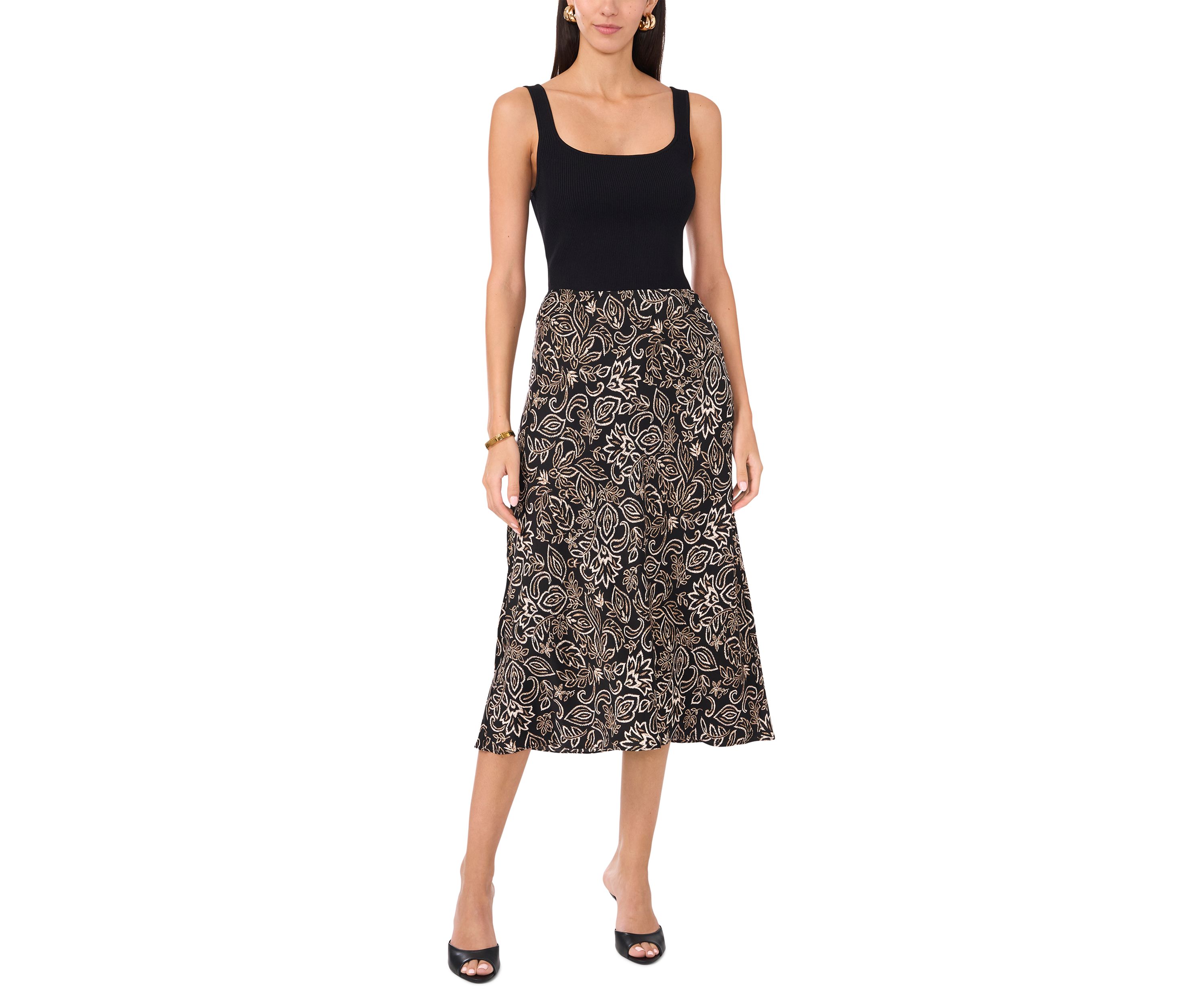 Womens Printed Satin Skirt
