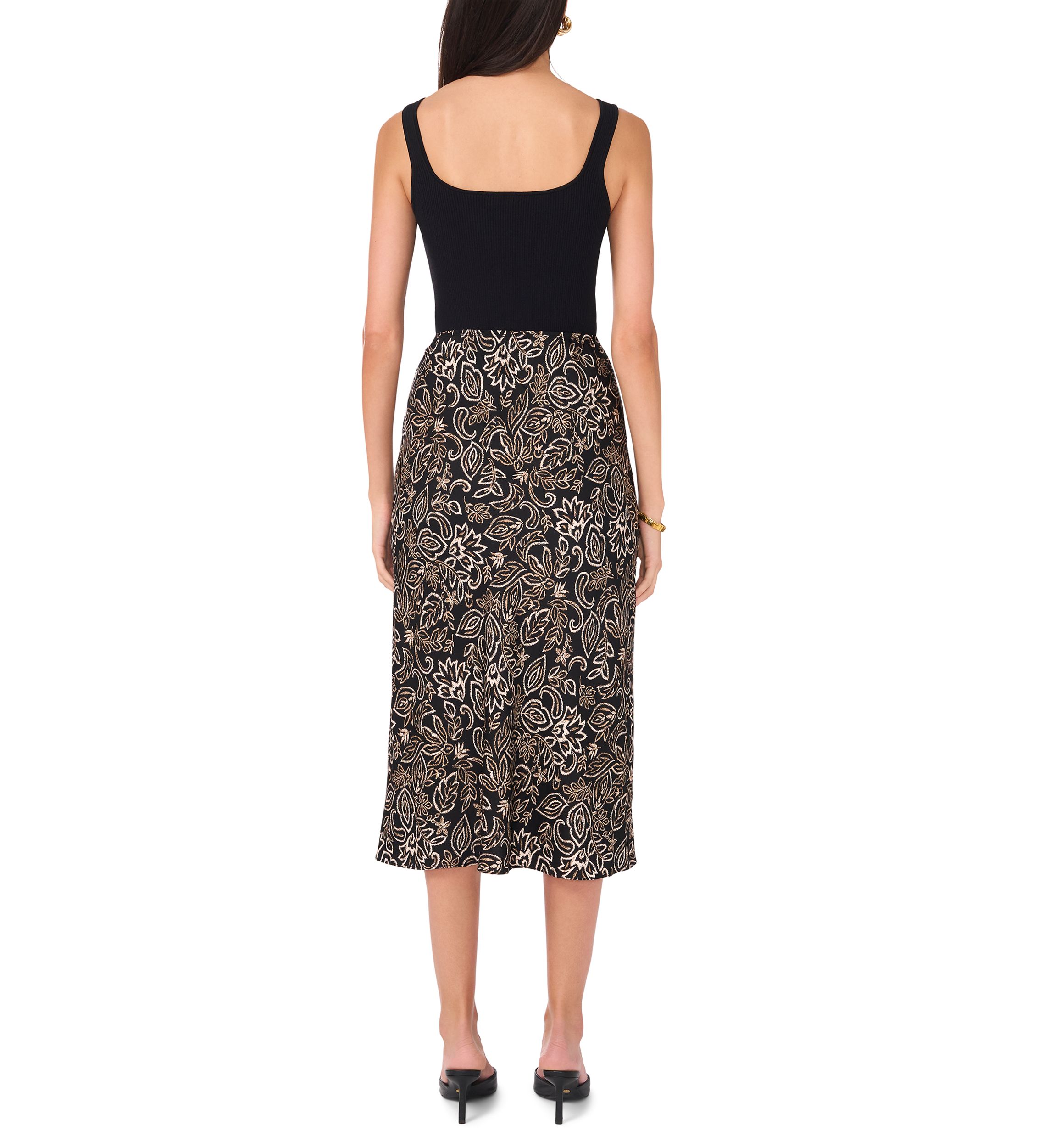 Womens Printed Satin Skirt