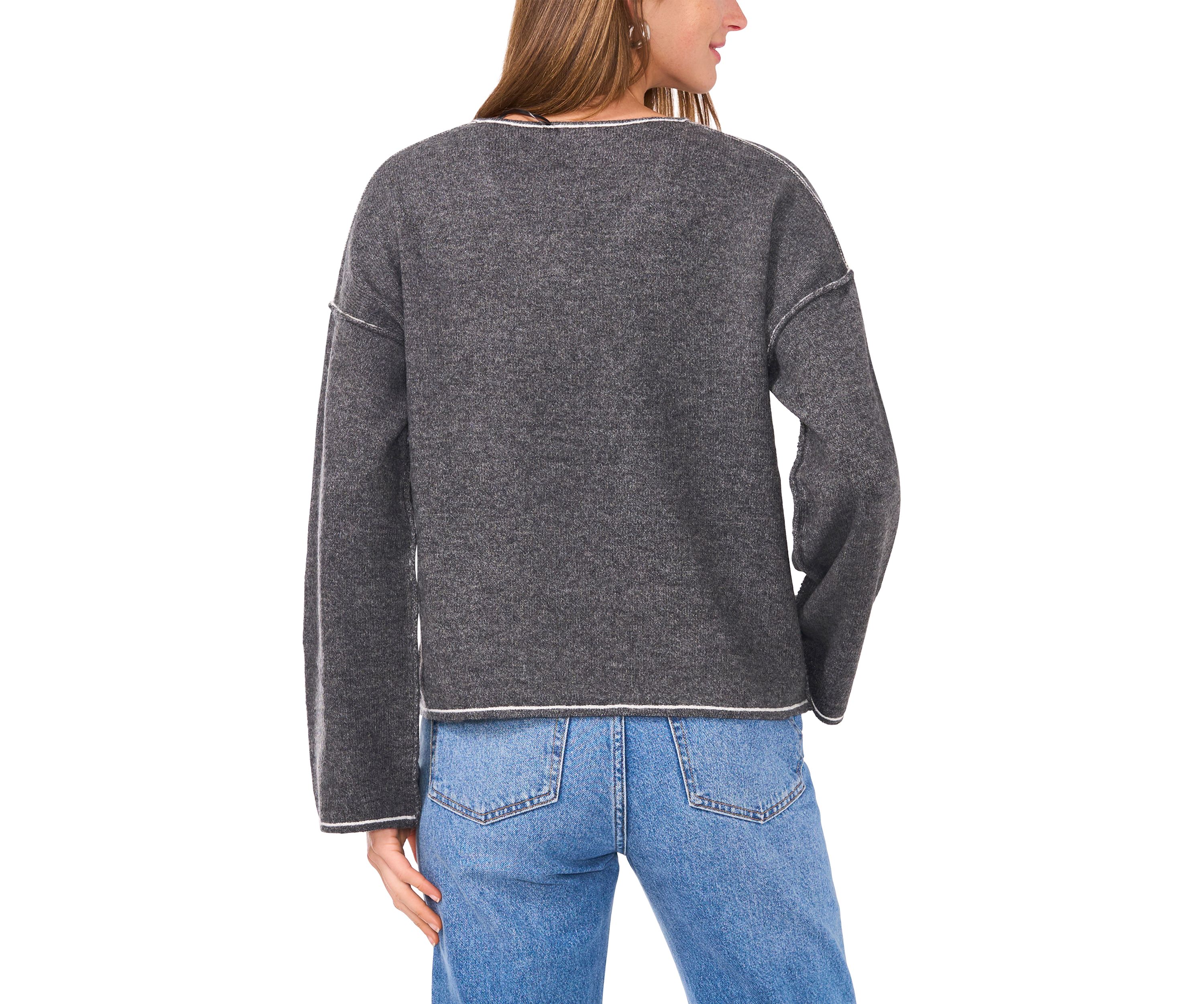 Womens Tipped V-Neck Sweater