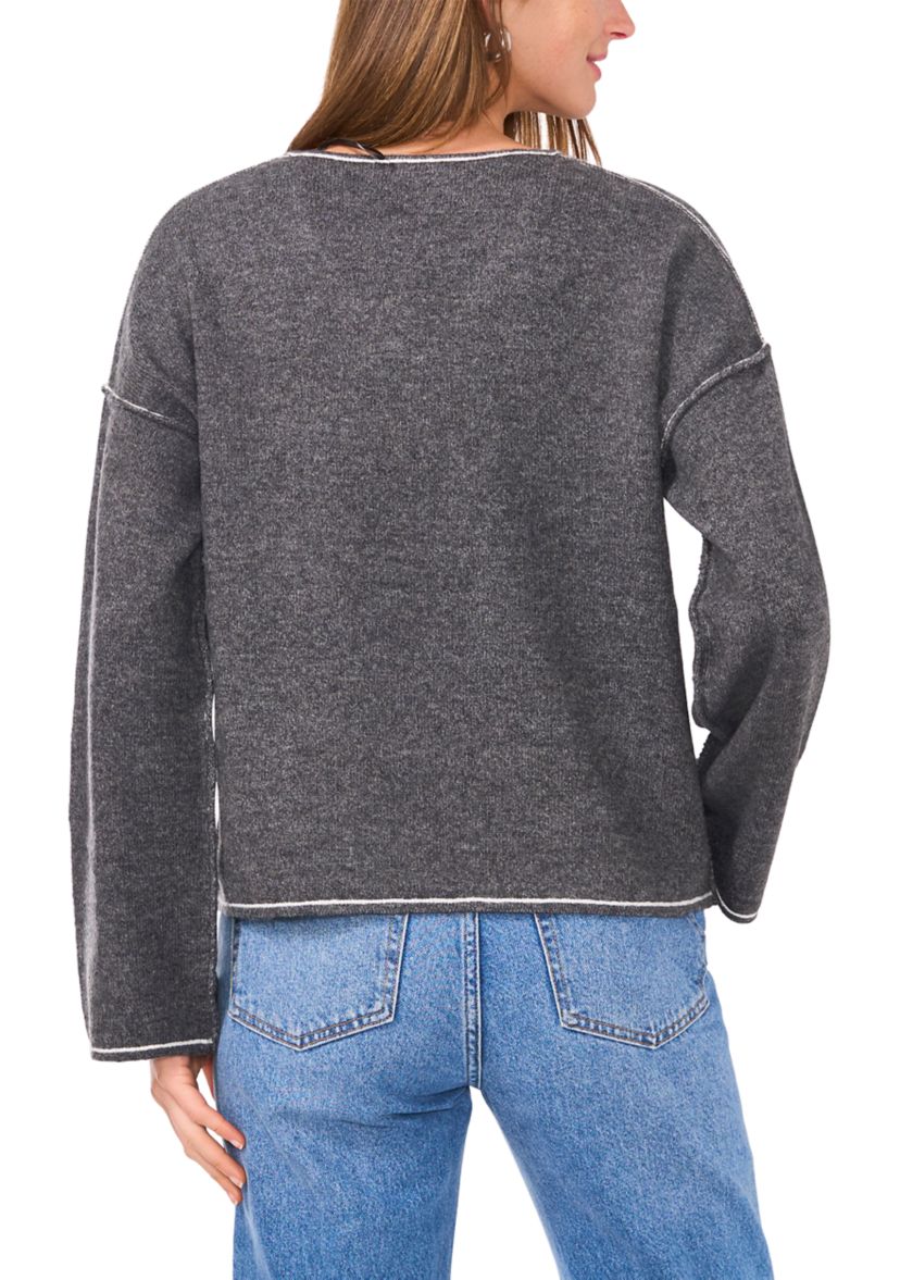 Womens Tipped V-Neck Sweater