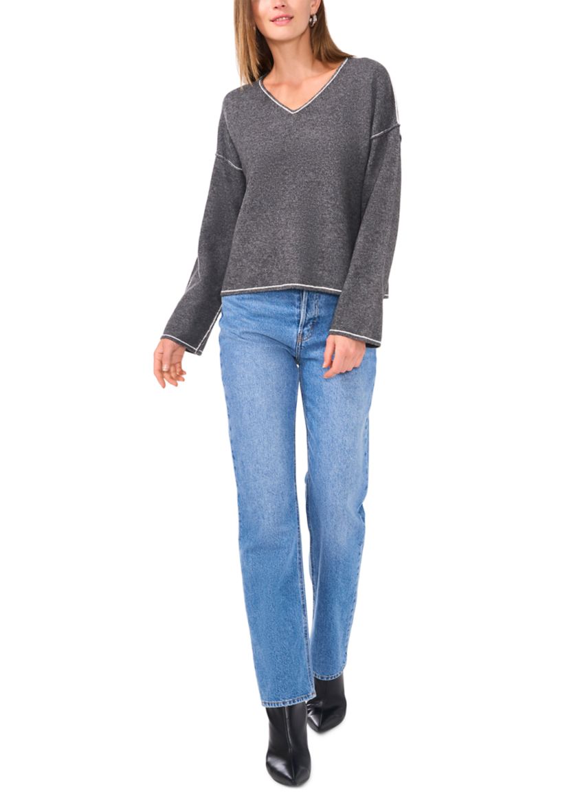 Womens Tipped V-Neck Sweater