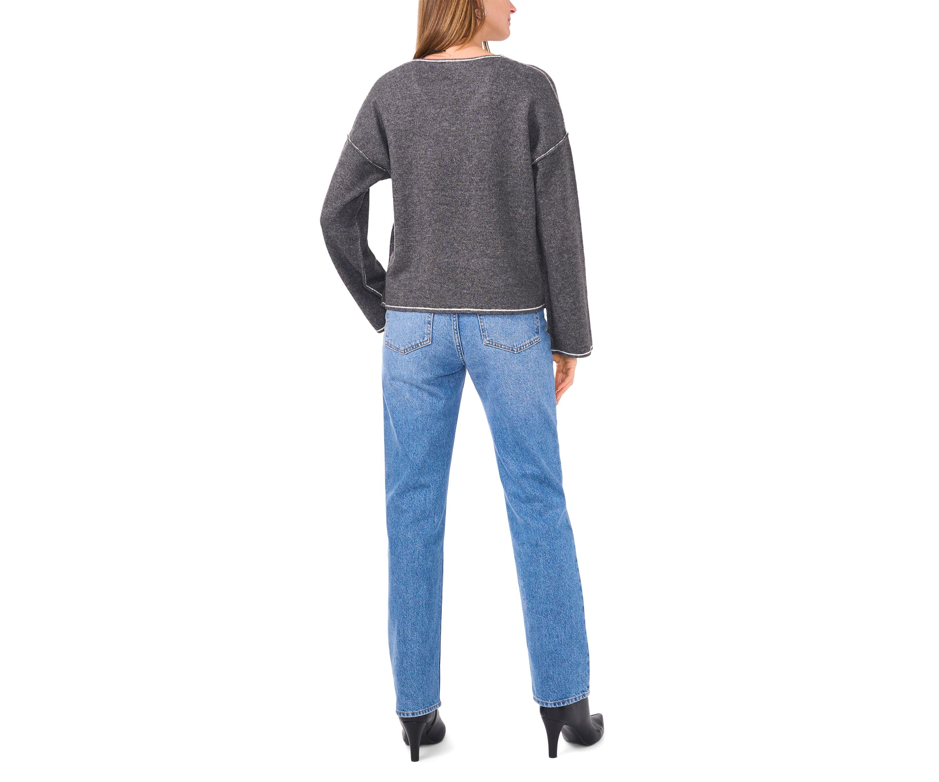 Womens Tipped V-Neck Sweater