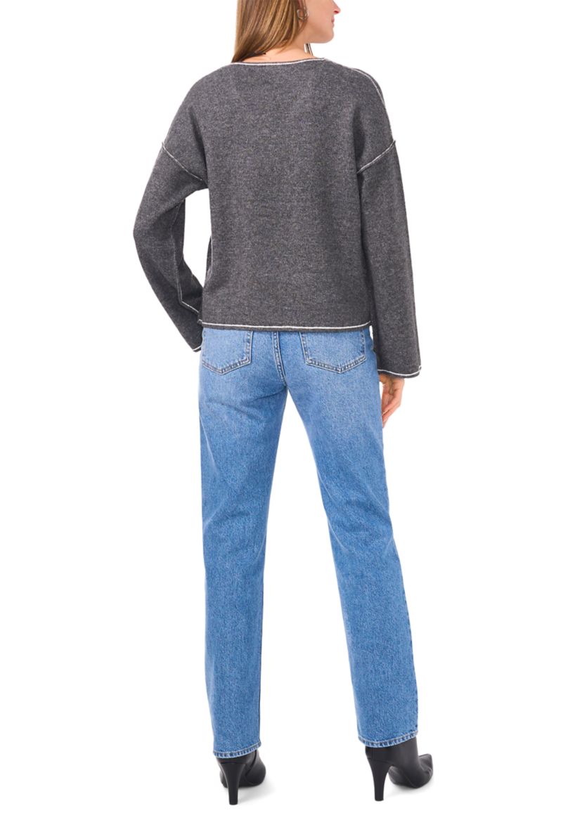 Womens Tipped V-Neck Sweater