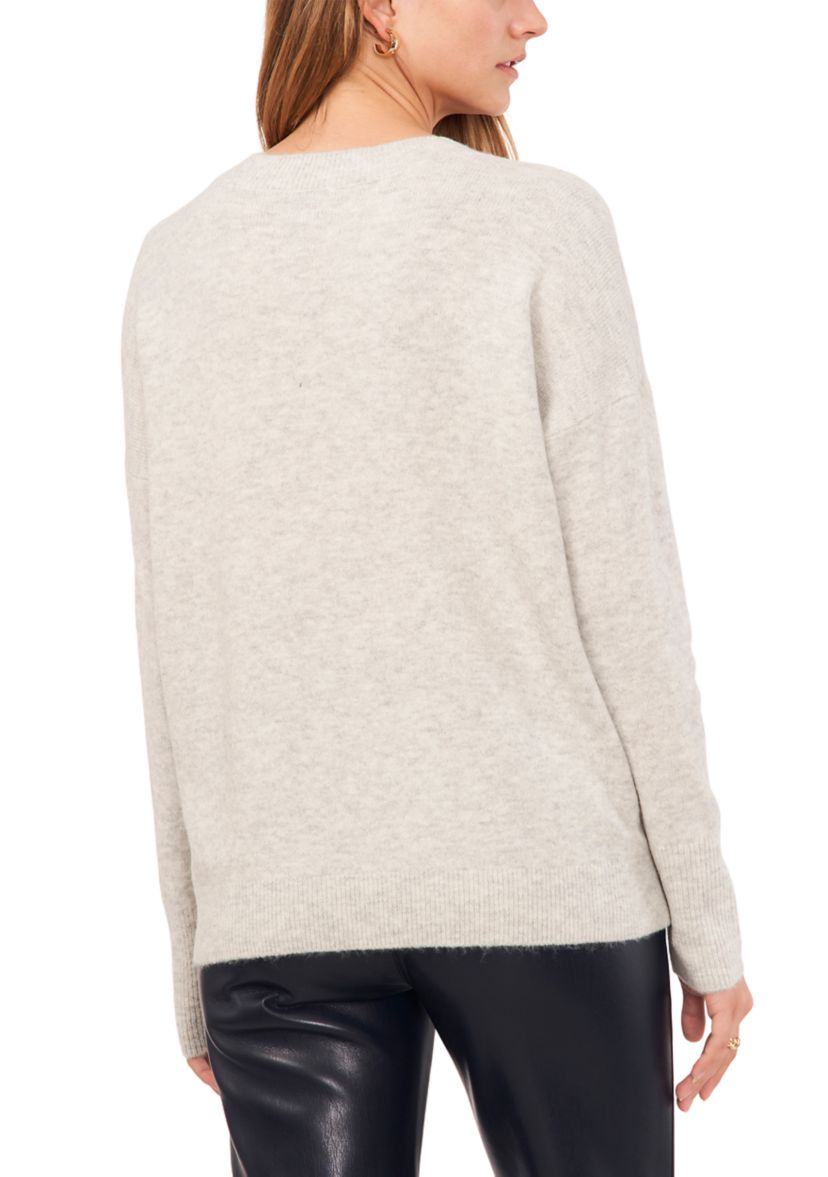 Womens Sequin Stripe Crew Neck Sweater