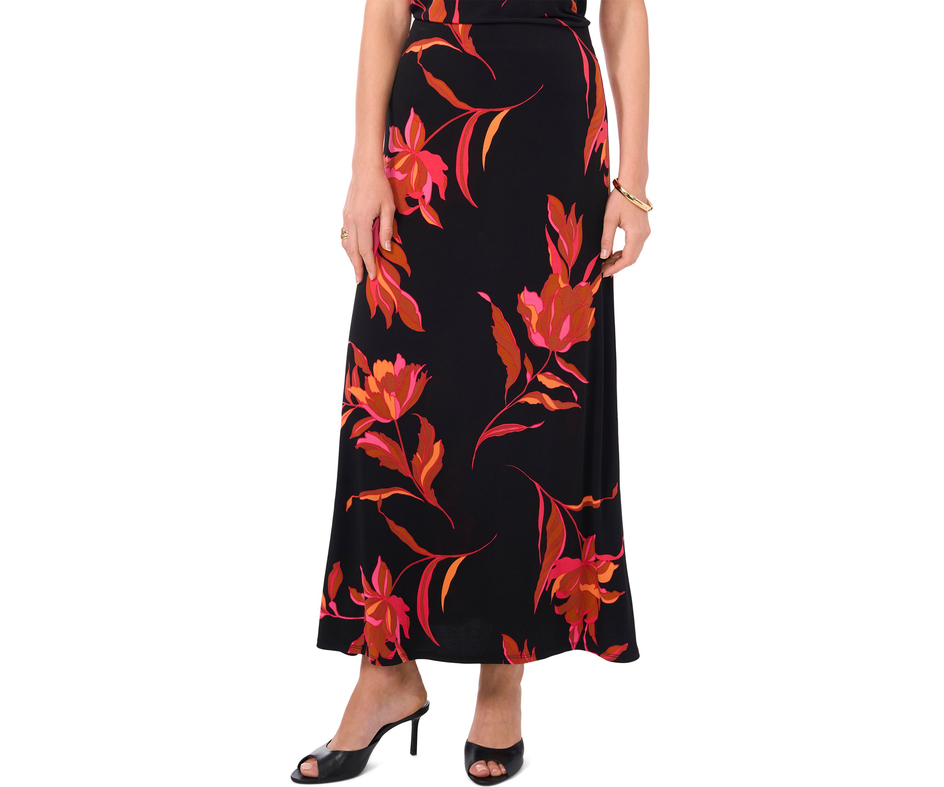 Womens Floral Midi Skirt