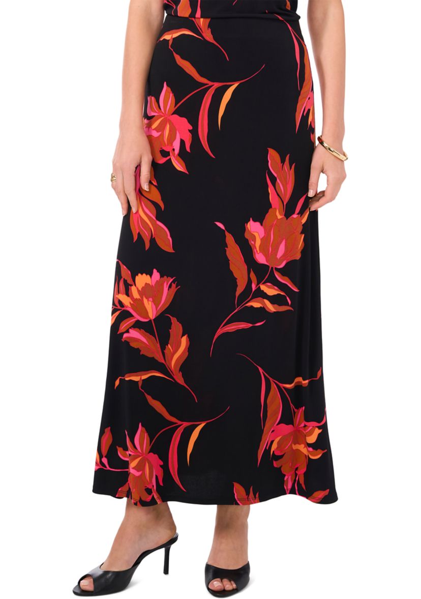 Womens Floral Midi Skirt