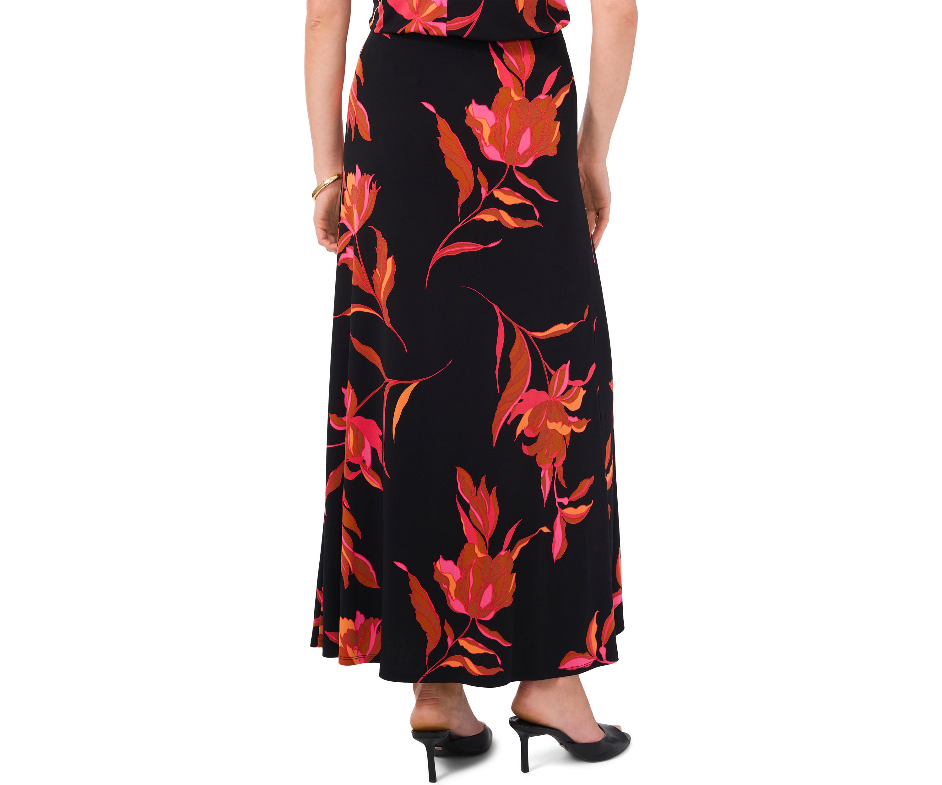 Womens Floral Midi Skirt
