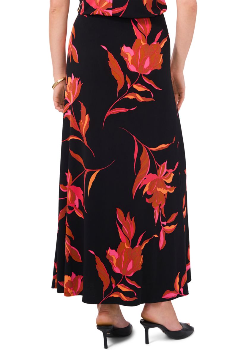 Womens Floral Midi Skirt