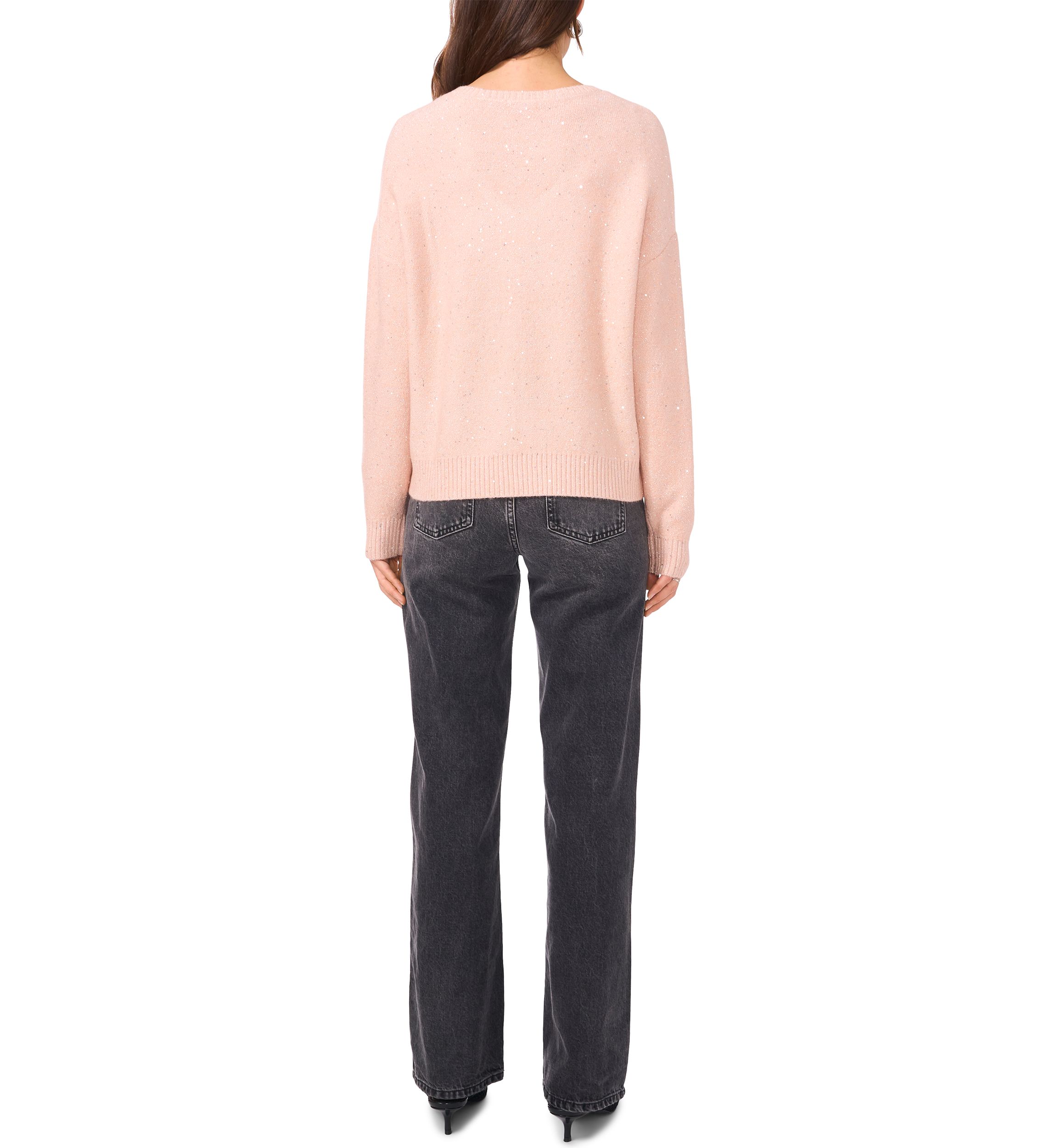 Womens Long Sleeve V-Neck Sequin Sweater 