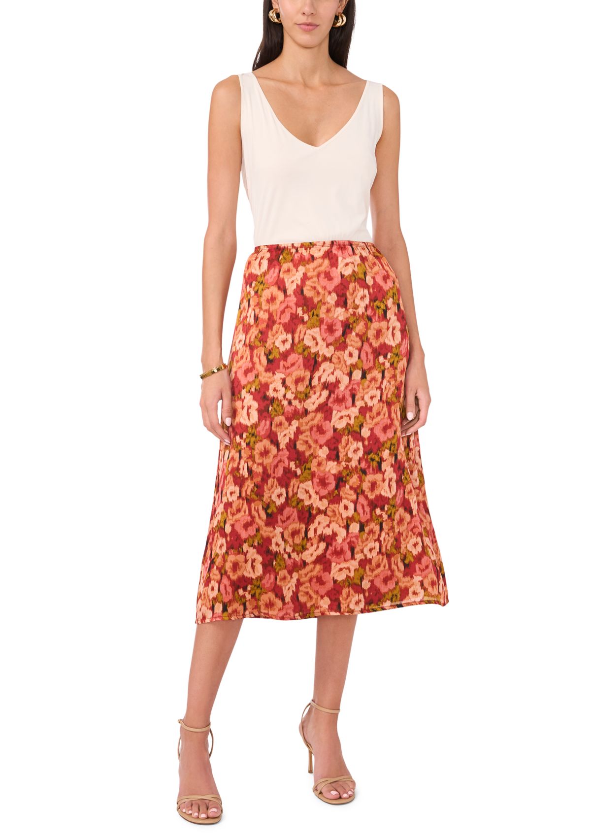 Womens Printed Satin Skirt
