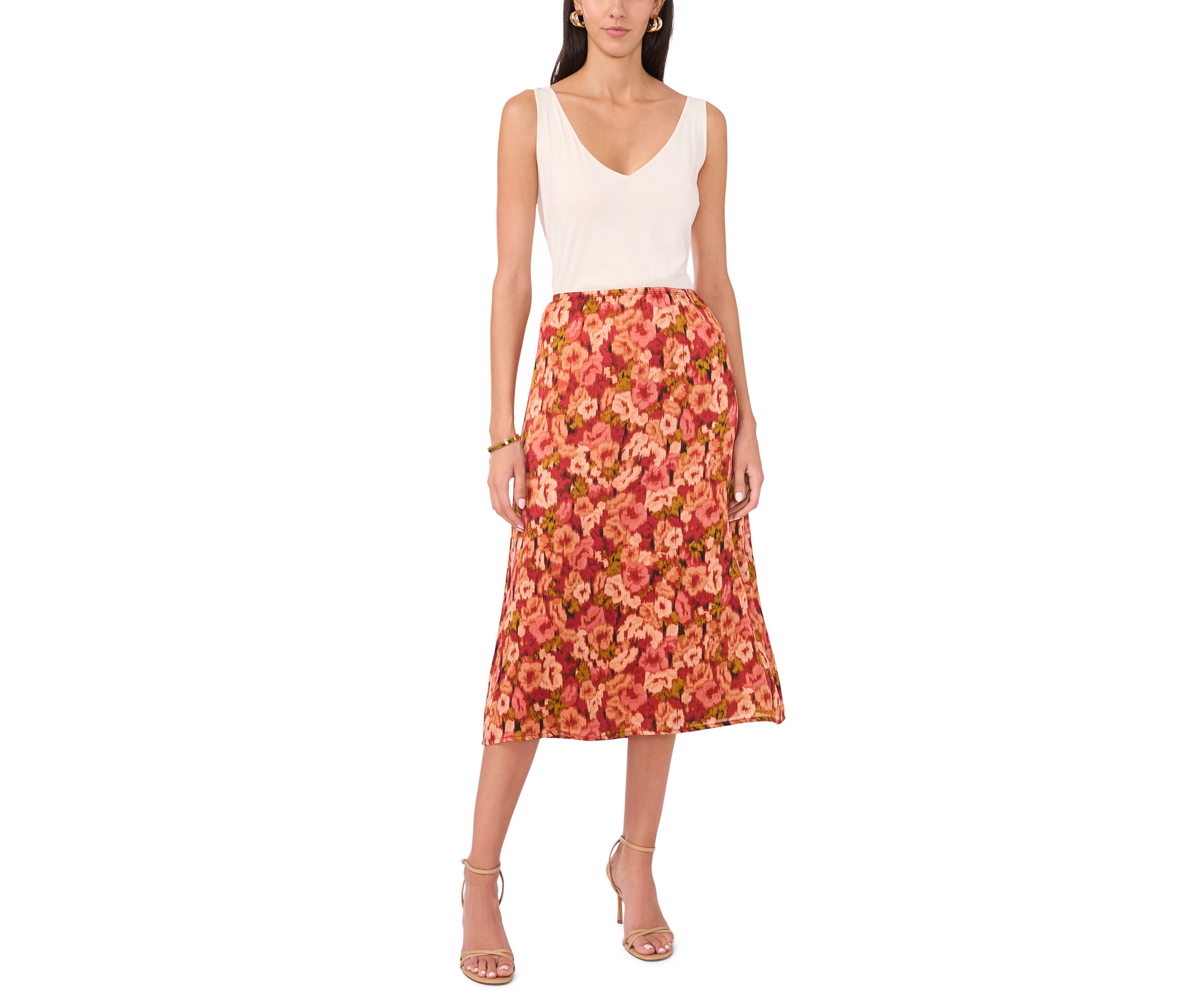 Womens Printed Satin Skirt