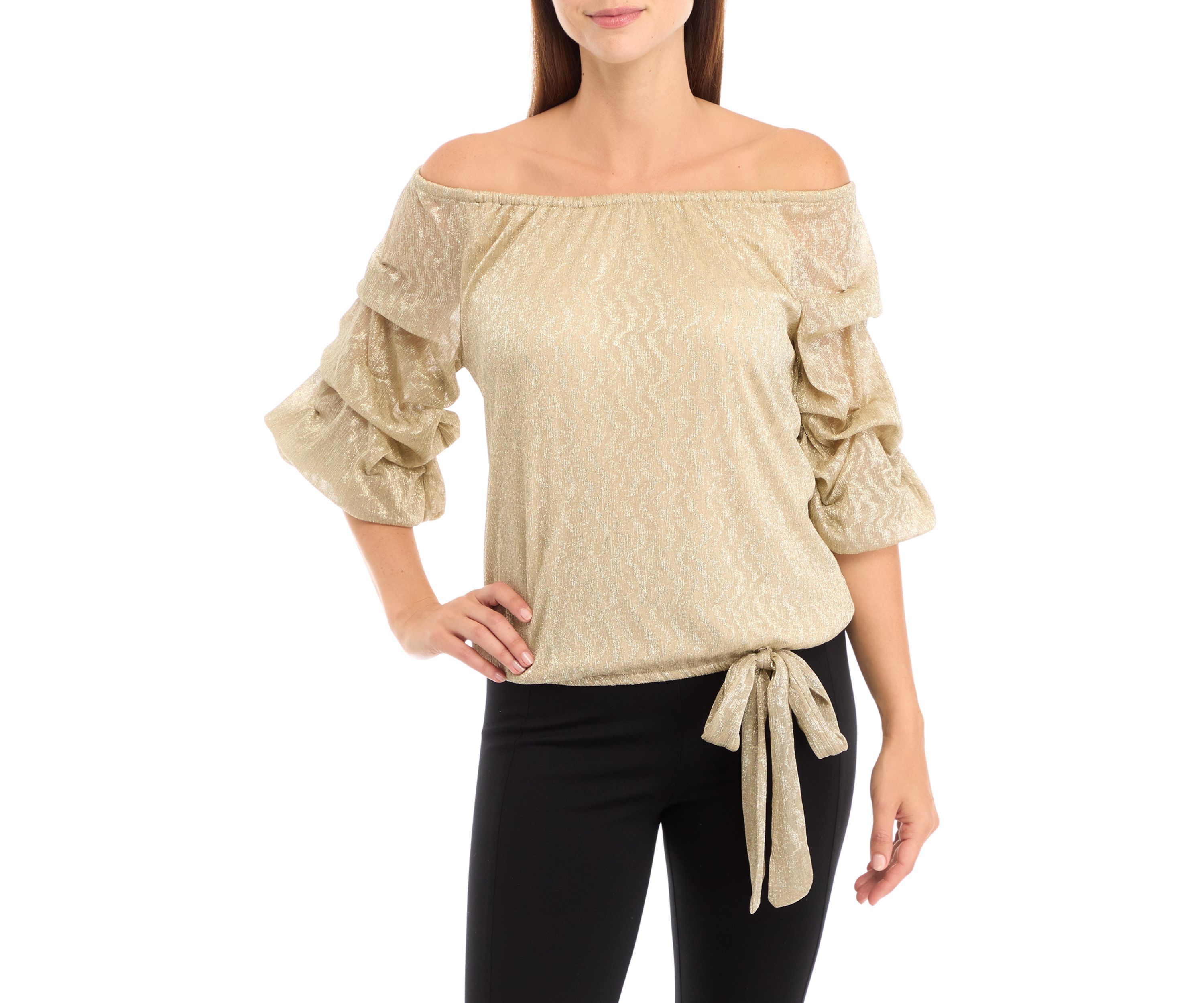 Womens Off the Shoulder Cha Cha Sleeve Top