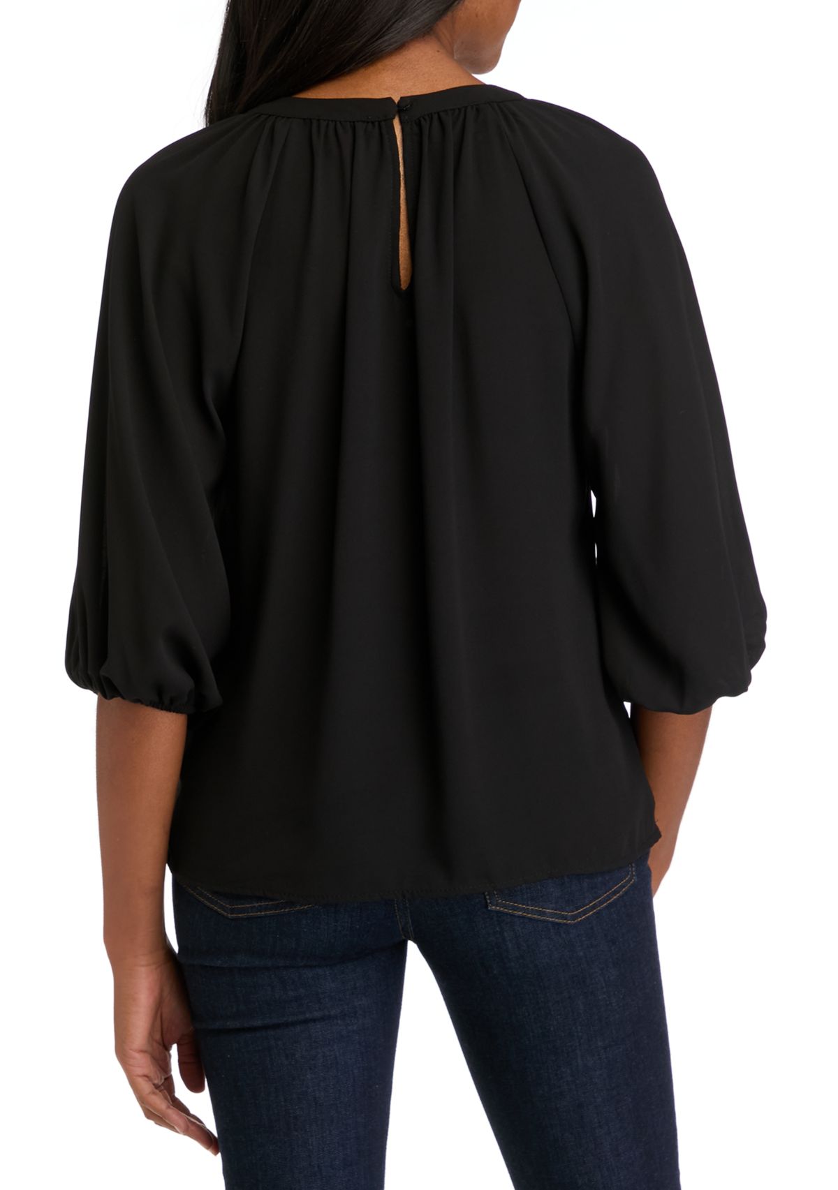 Womens 3/4 Sleeve Keyhole Blouse