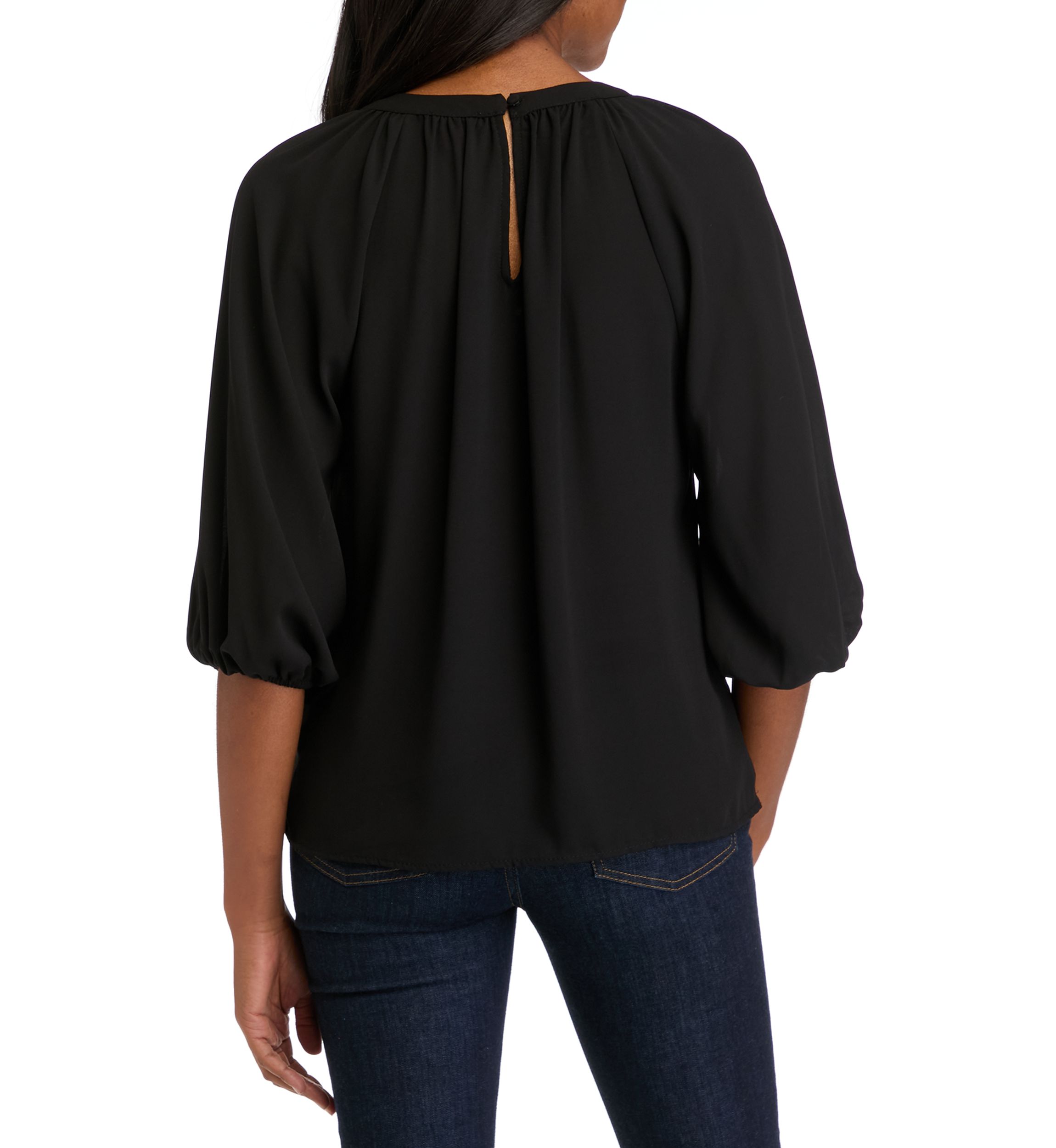 Womens 3/4 Sleeve Keyhole Blouse