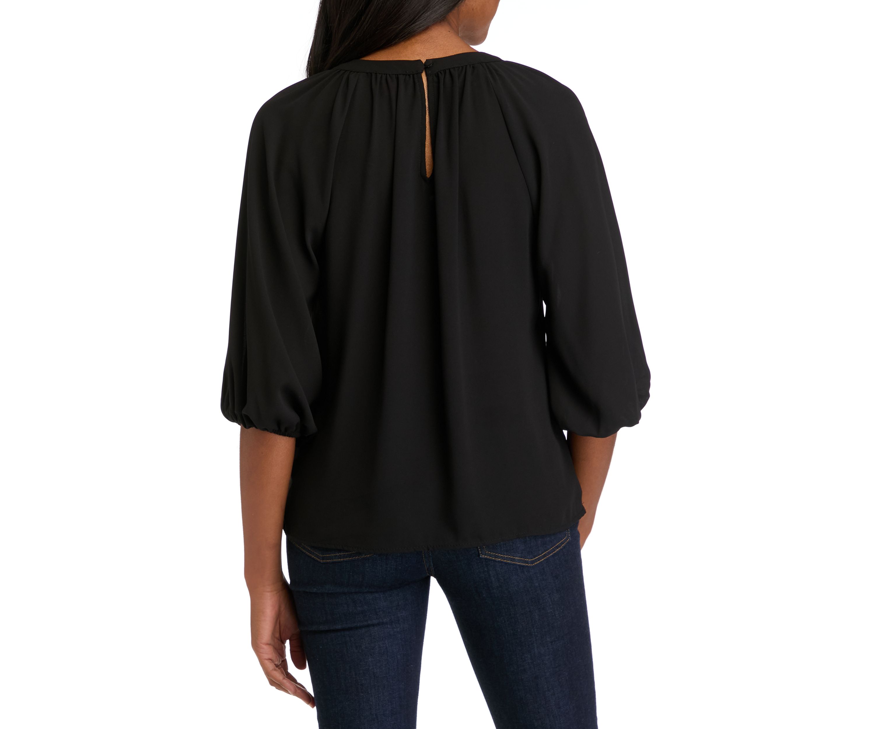 Womens 3/4 Sleeve Keyhole Blouse