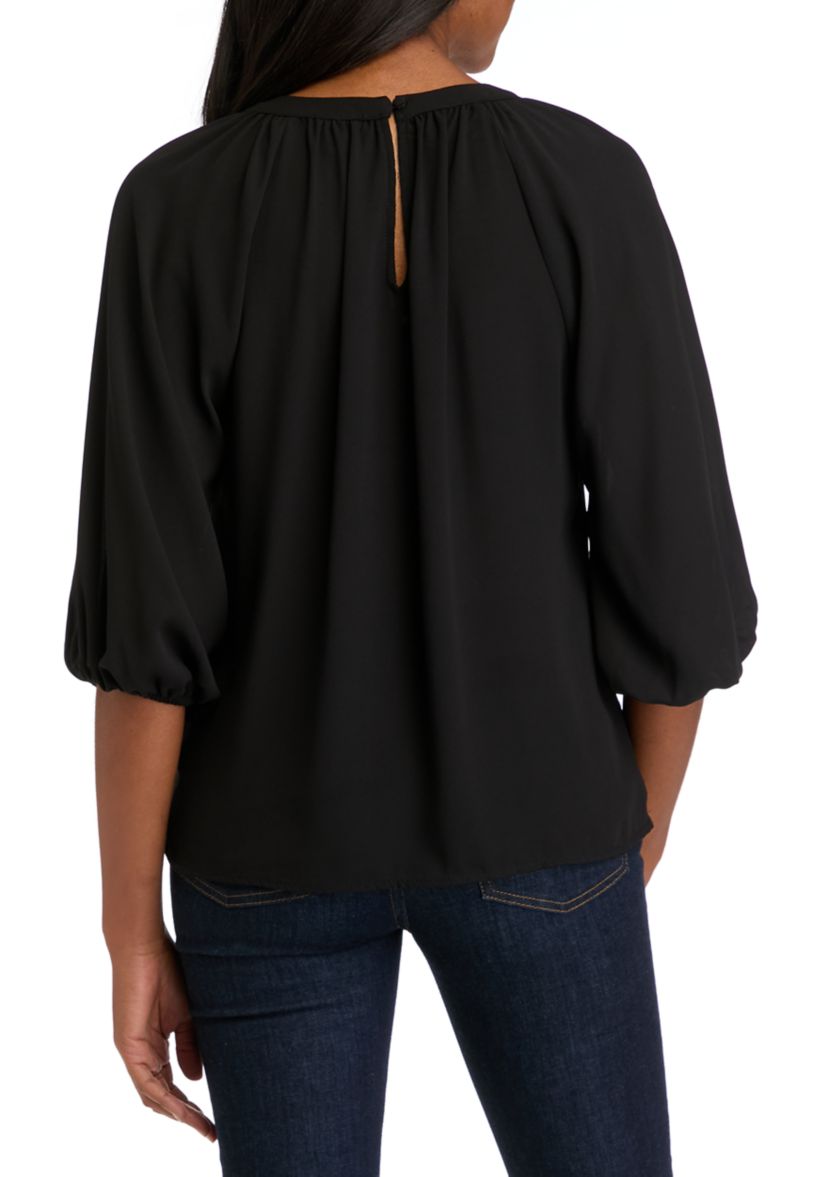 Womens 3/4 Sleeve Keyhole Blouse