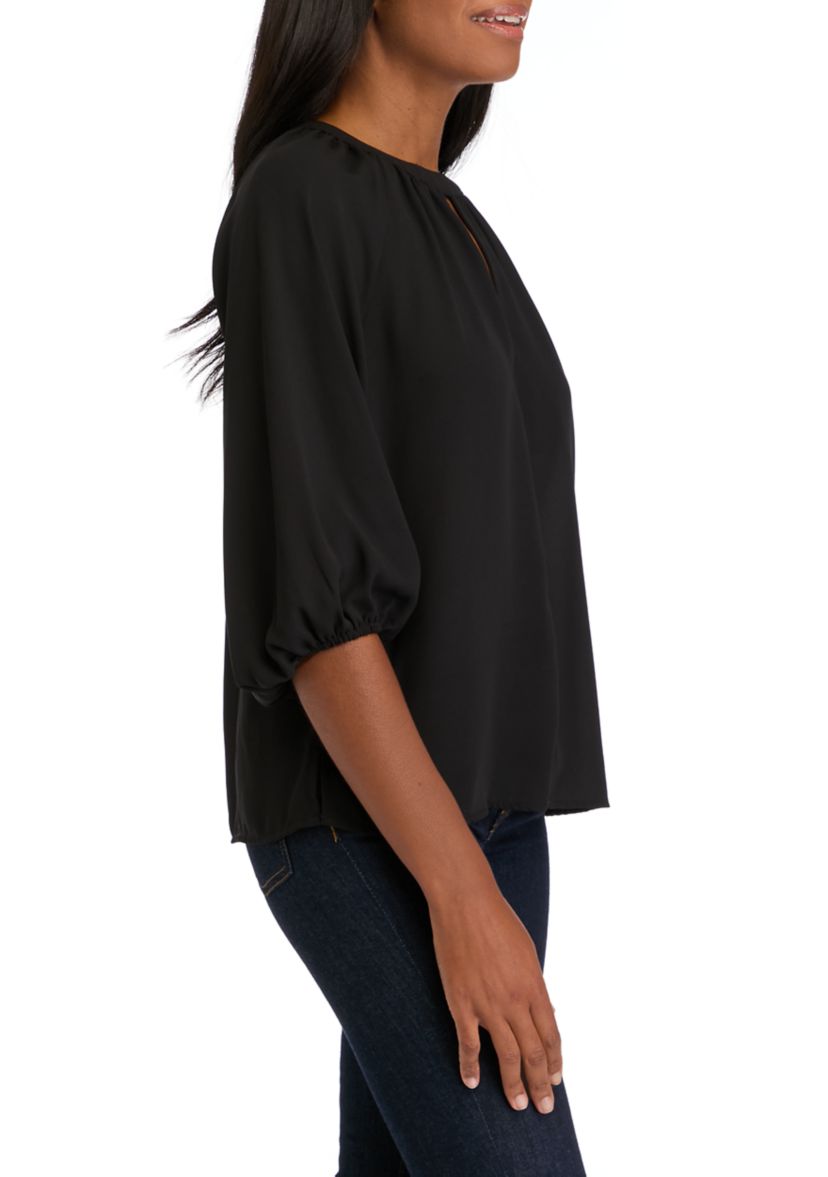 Womens 3/4 Sleeve Keyhole Blouse