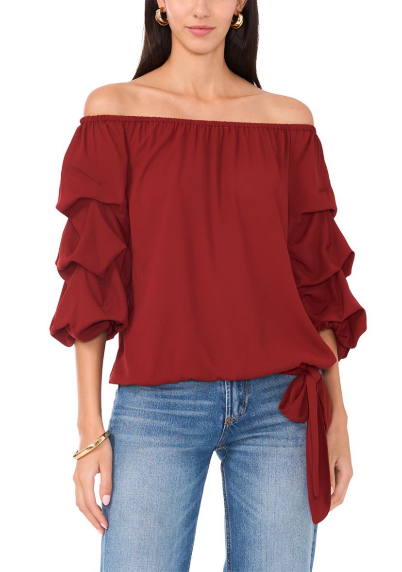 Womens Off the Shoulder Puff Sleeve Blouse