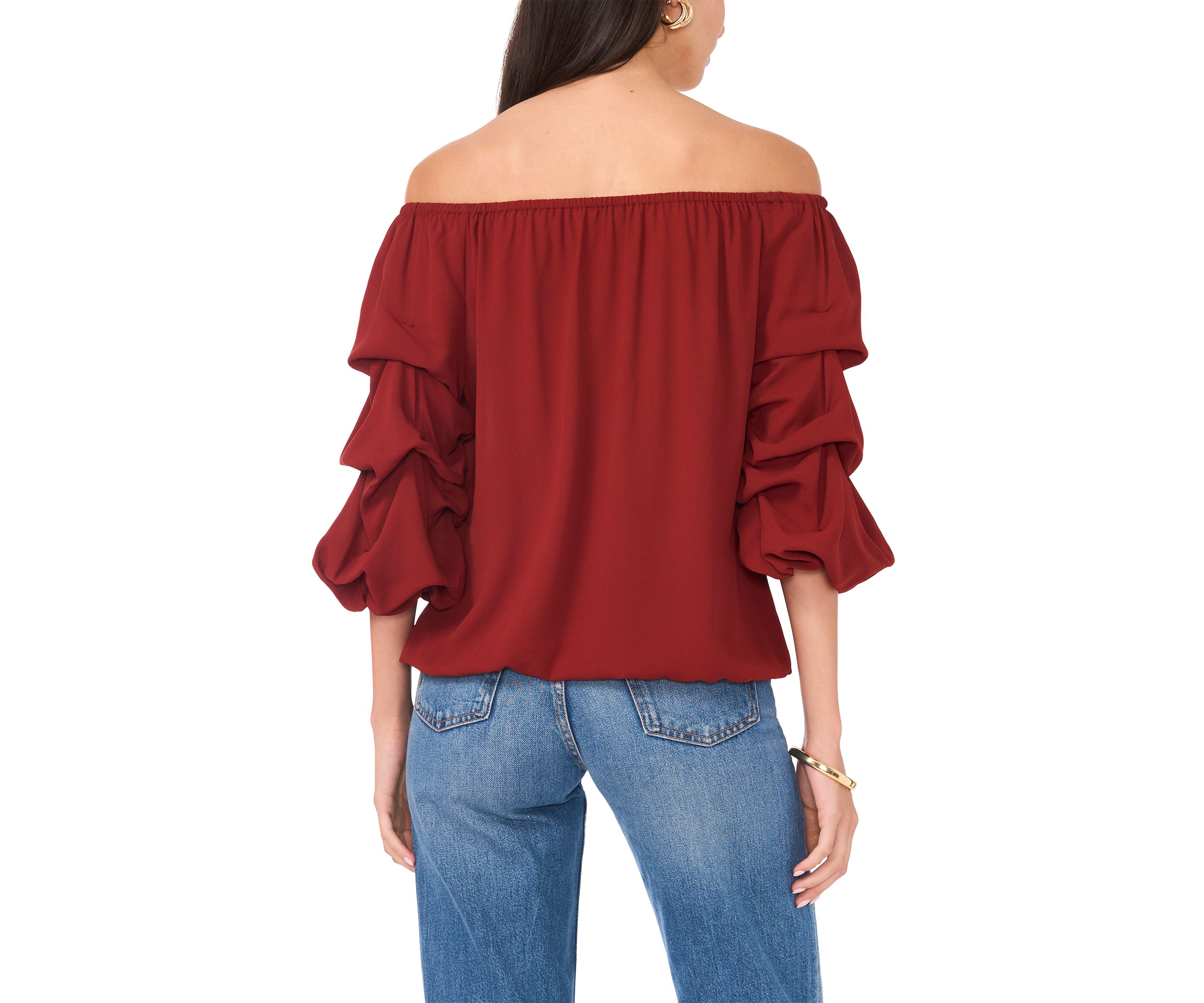 Womens Off the Shoulder Puff Sleeve Blouse