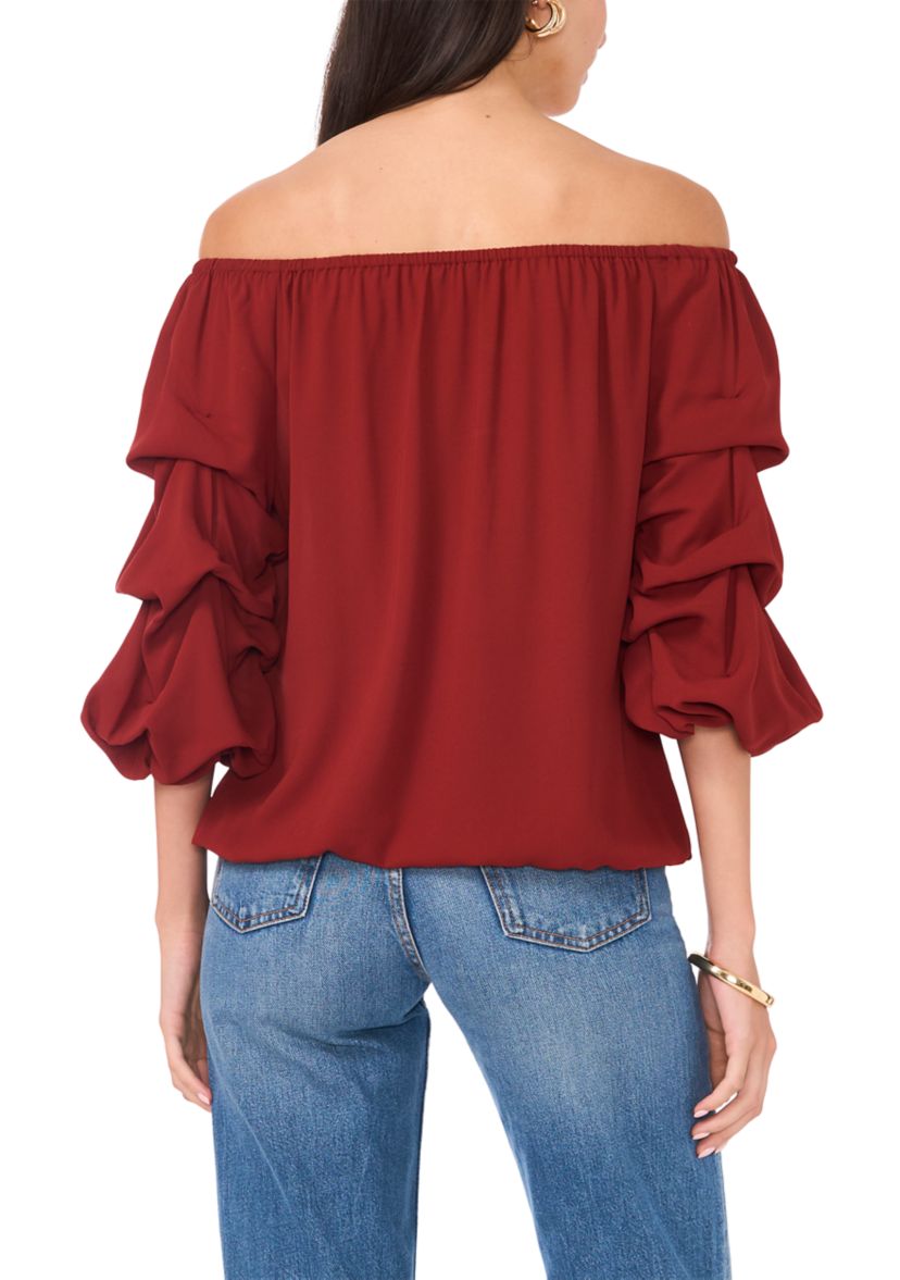 Womens Off the Shoulder Puff Sleeve Blouse