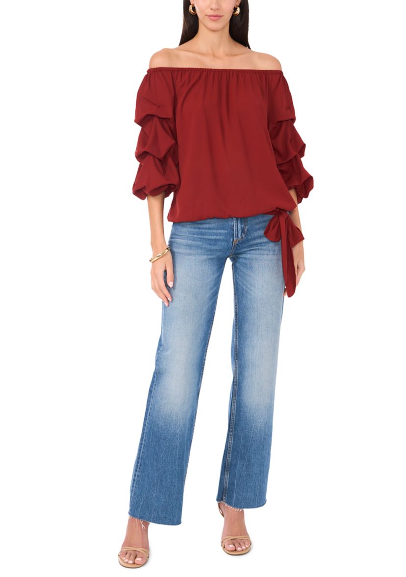 Womens Off the Shoulder Puff Sleeve Blouse