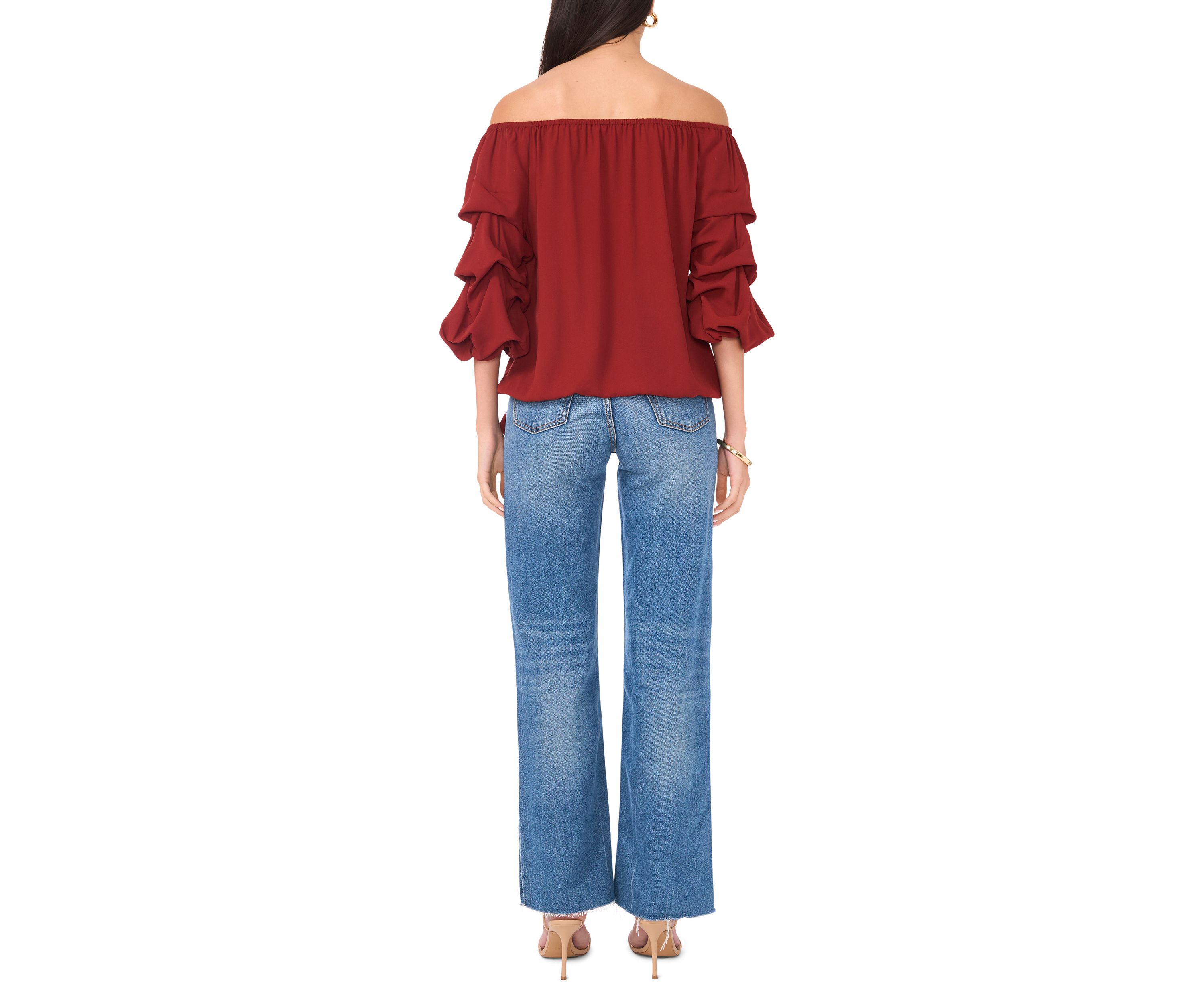 Womens Off the Shoulder Puff Sleeve Blouse
