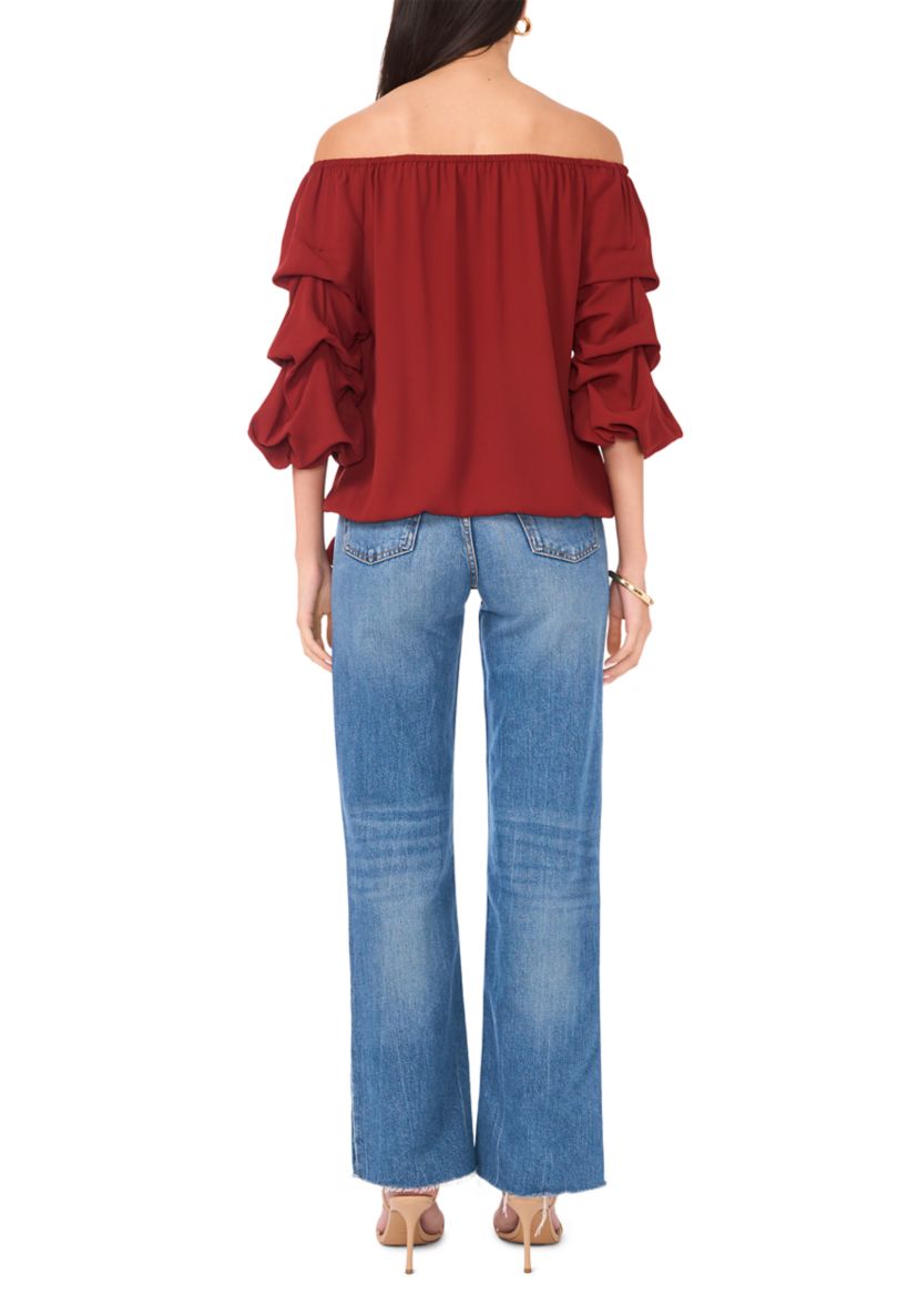 Womens Off the Shoulder Puff Sleeve Blouse