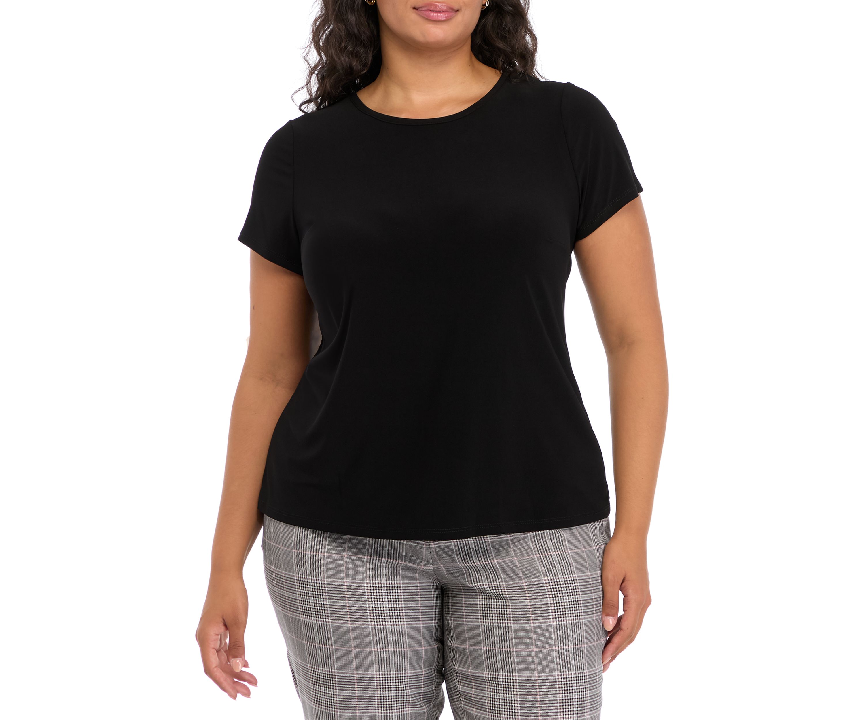 Plus Size Crew Neck Short Sleeve Split Back T-Shirt