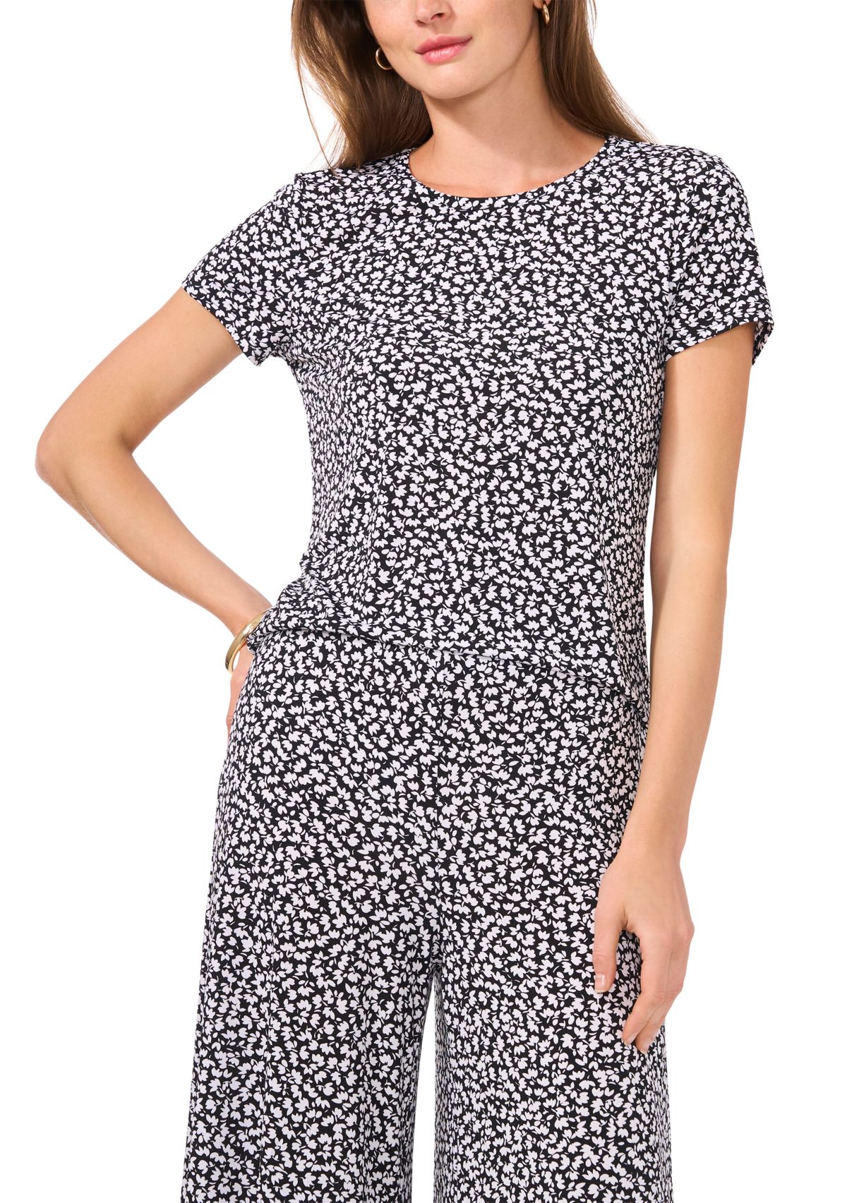 Womens Floral Short Sleeve Top