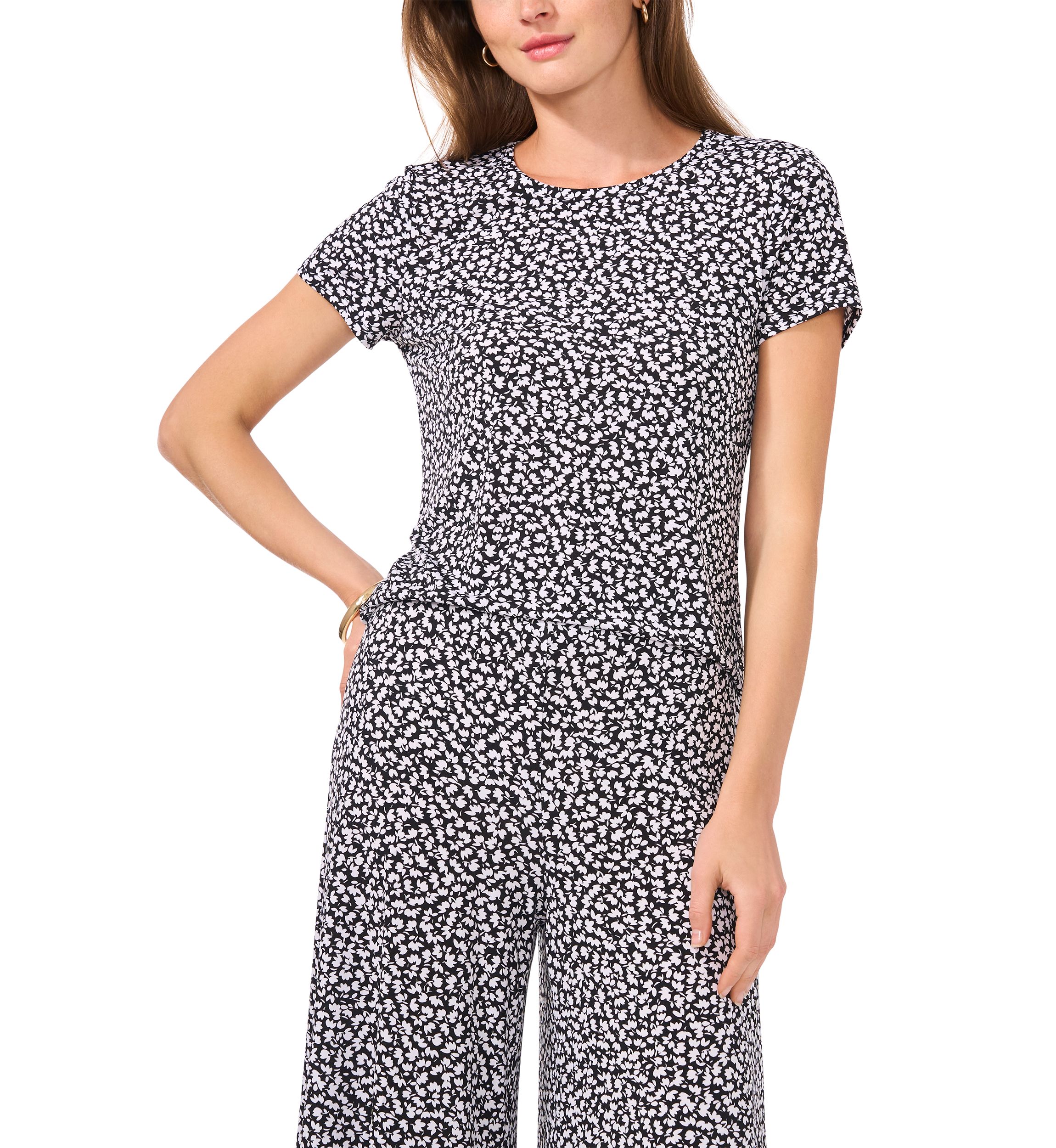 Womens Floral Short Sleeve Top